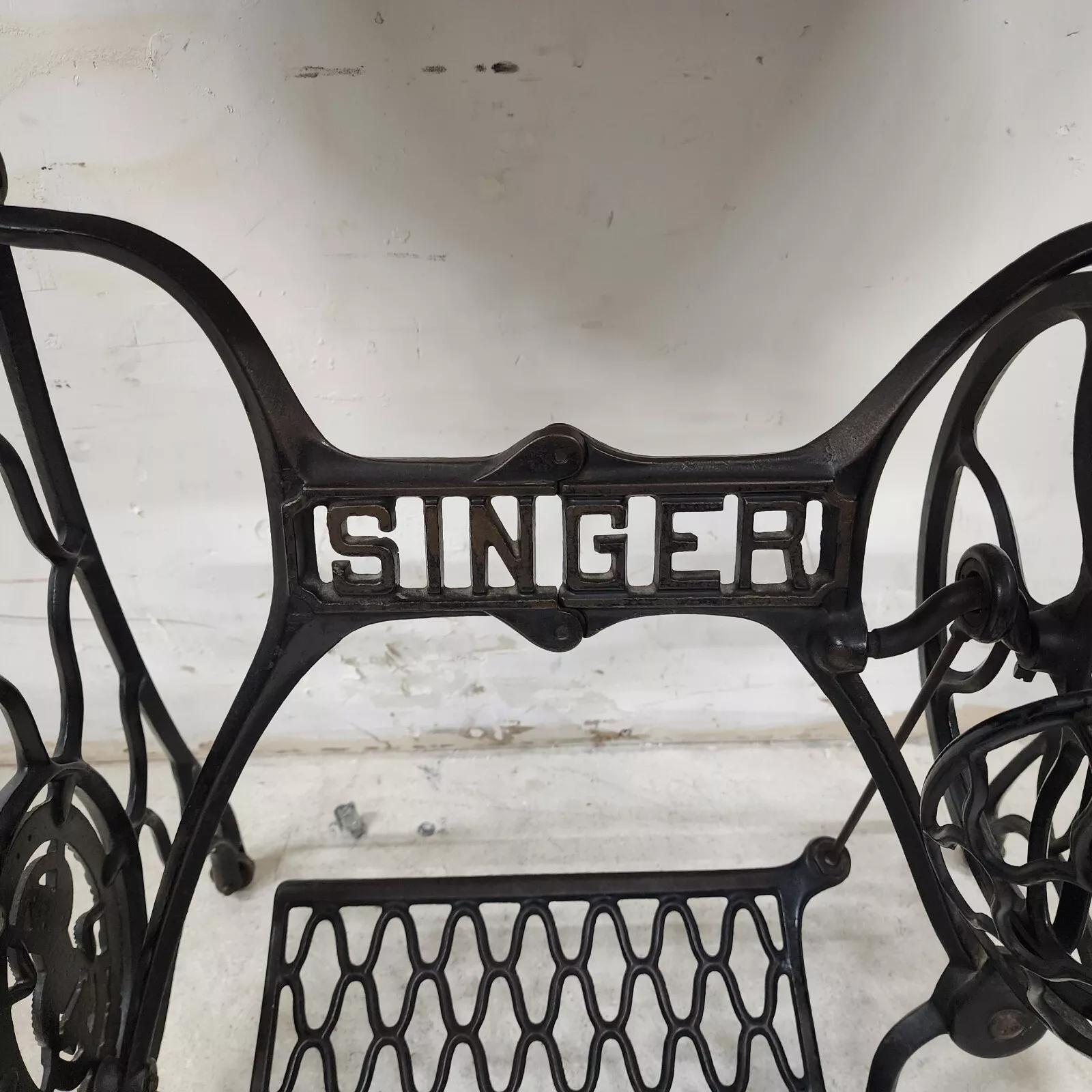 Antique Singer Iron Table Carrara Marble Top For Sale 10