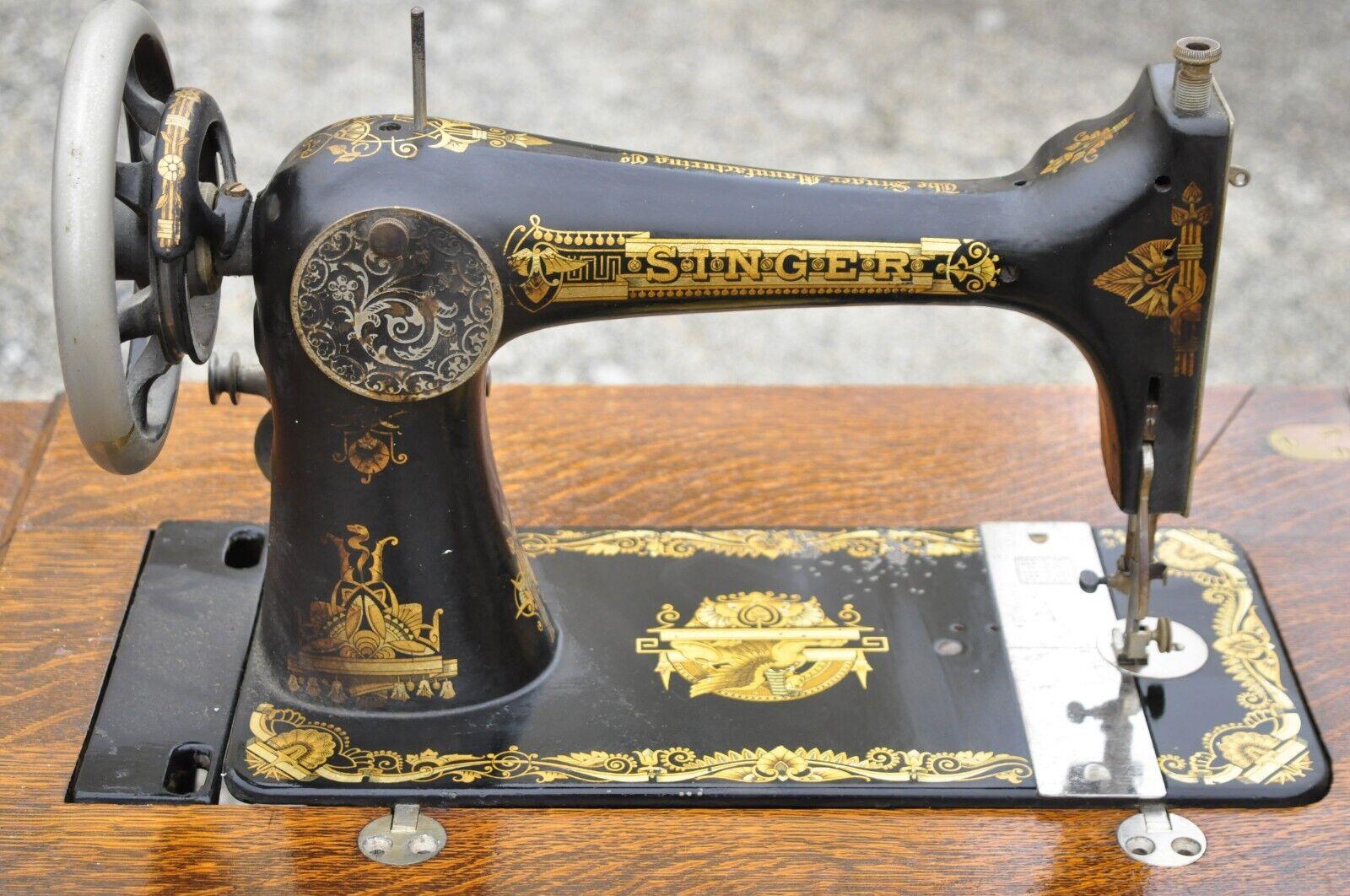 Antique Singer Sewing Machine Sphinx Model 127 Treadle Base 1