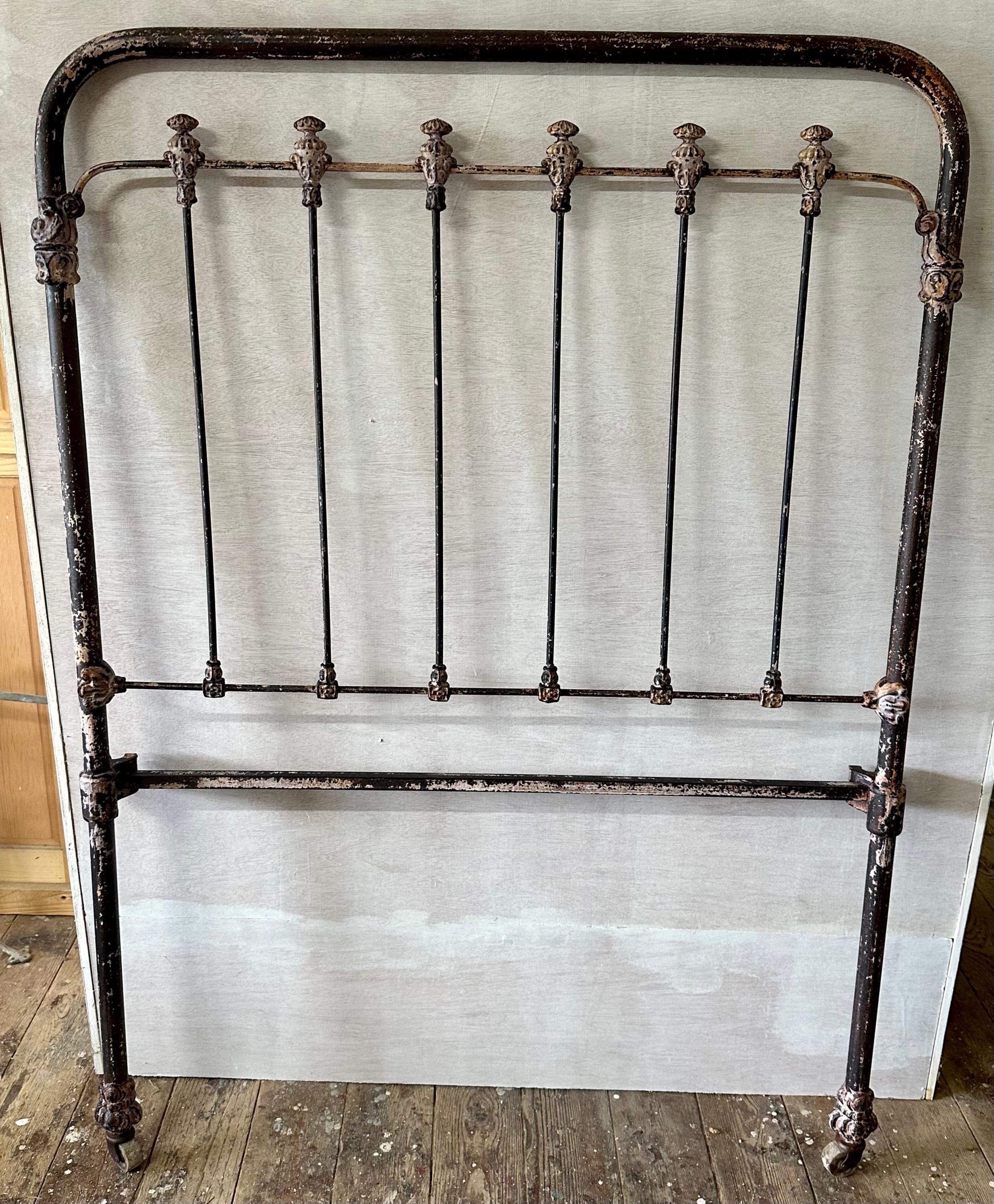 Antique Single Bed Metal Headboard In Good Condition For Sale In Sheffield, MA