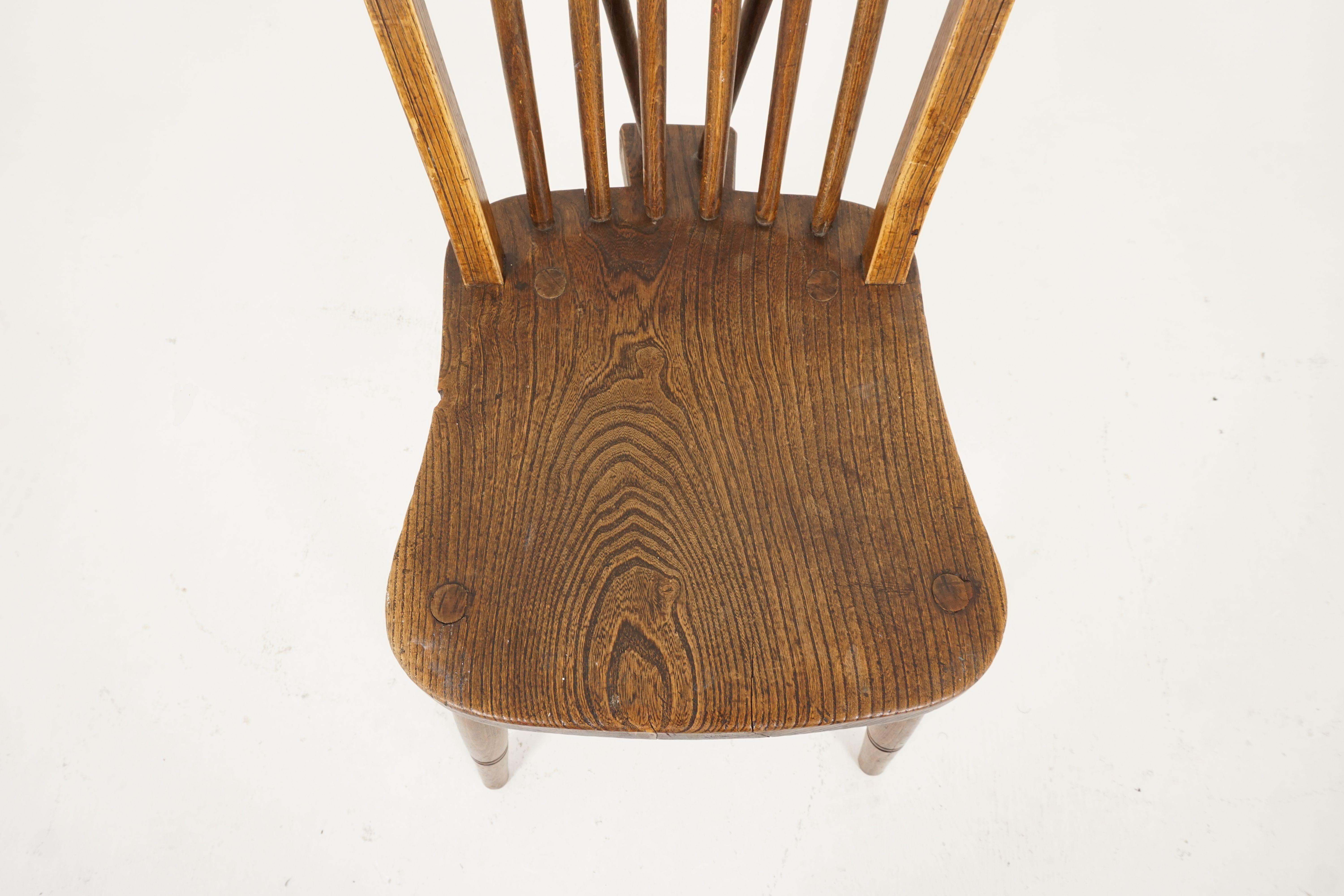 Scottish Antique Single Chair, Windsor Kitchen Chair, Elm and Ash, Scotland 1900, B2290