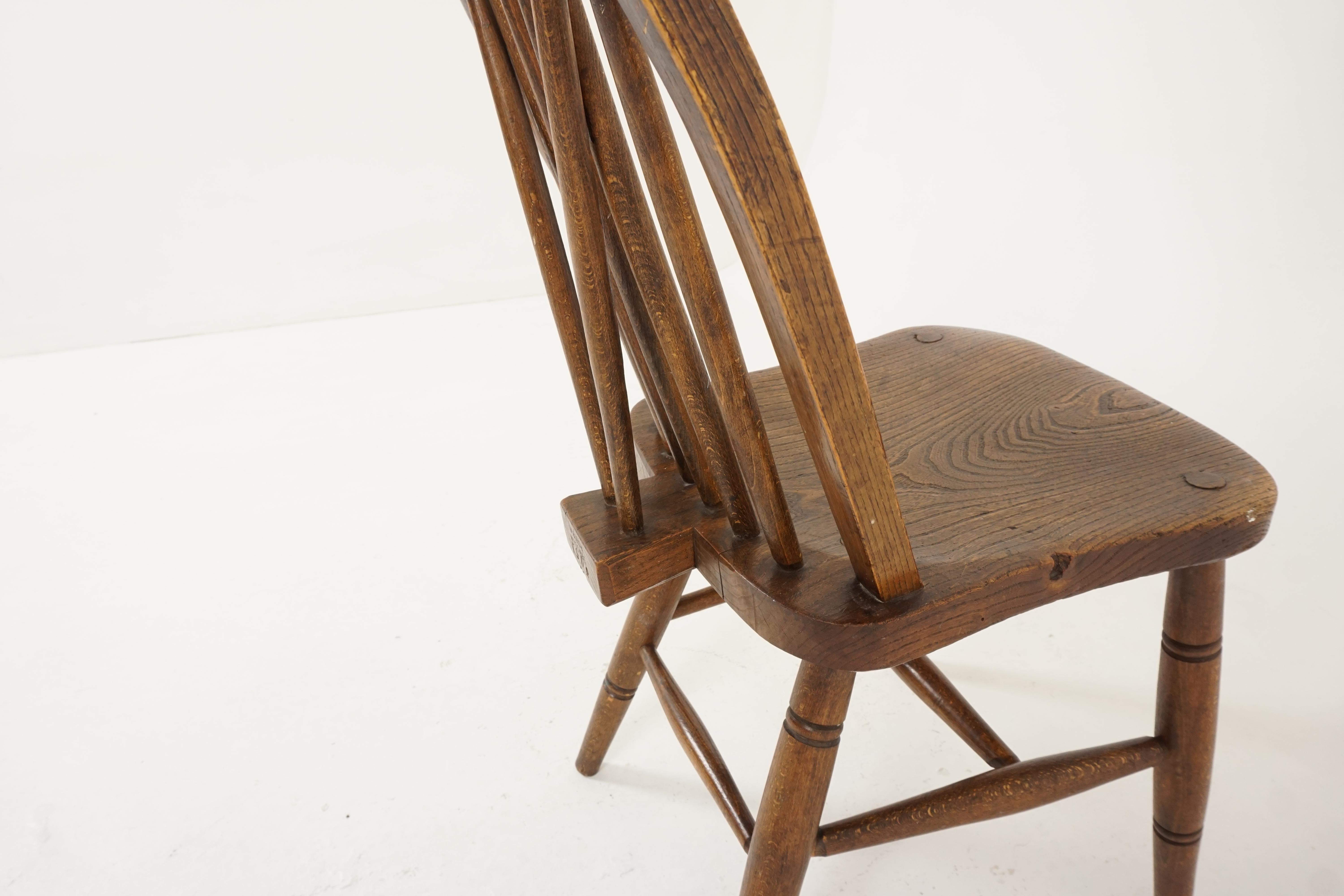 Antique Single Chair, Windsor Kitchen Chair, Elm and Ash, Scotland 1900, B2290 1