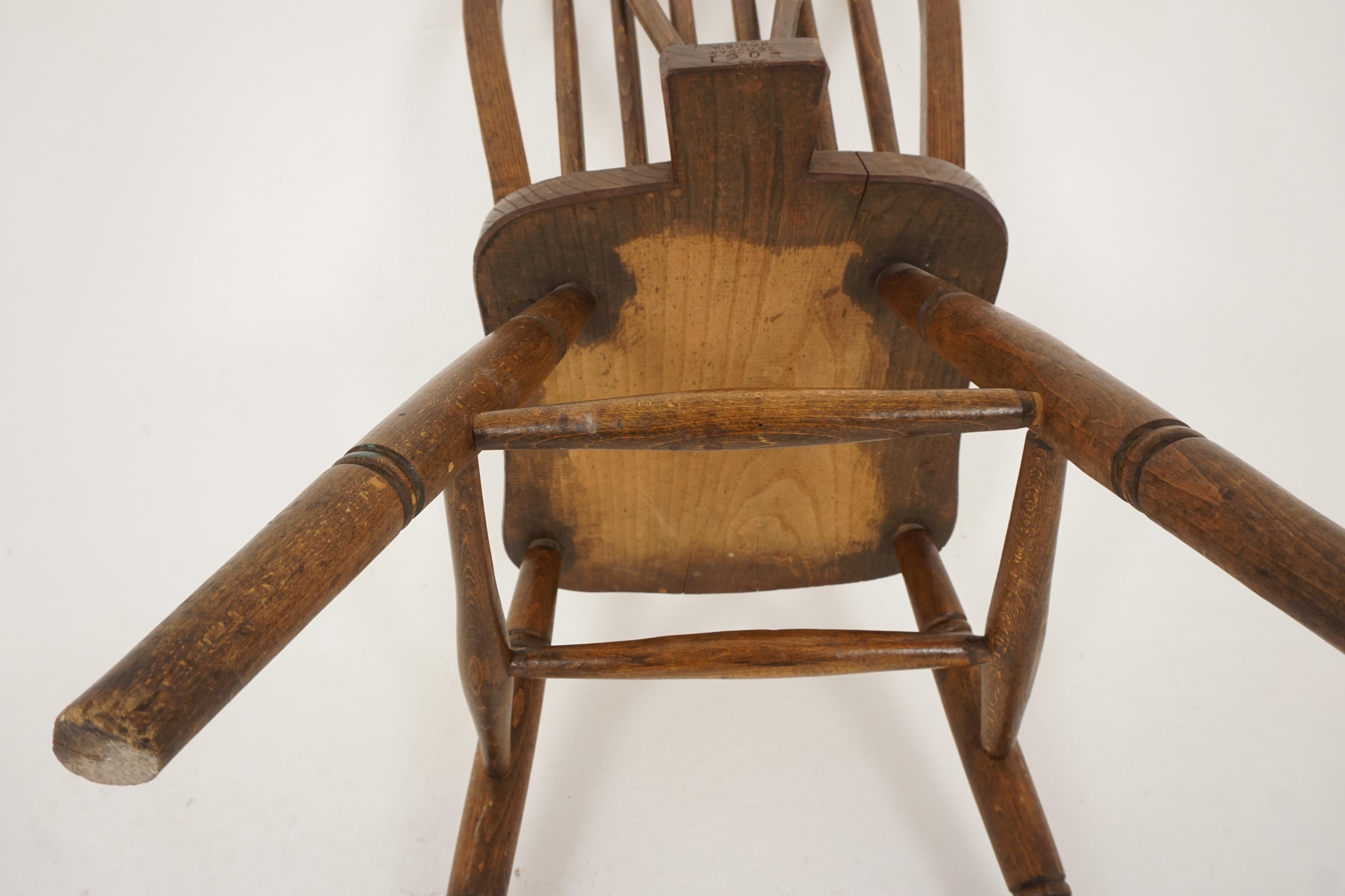 Antique Single Chair, Windsor Kitchen Chair, Elm and Ash, Scotland 1900, B2290 2