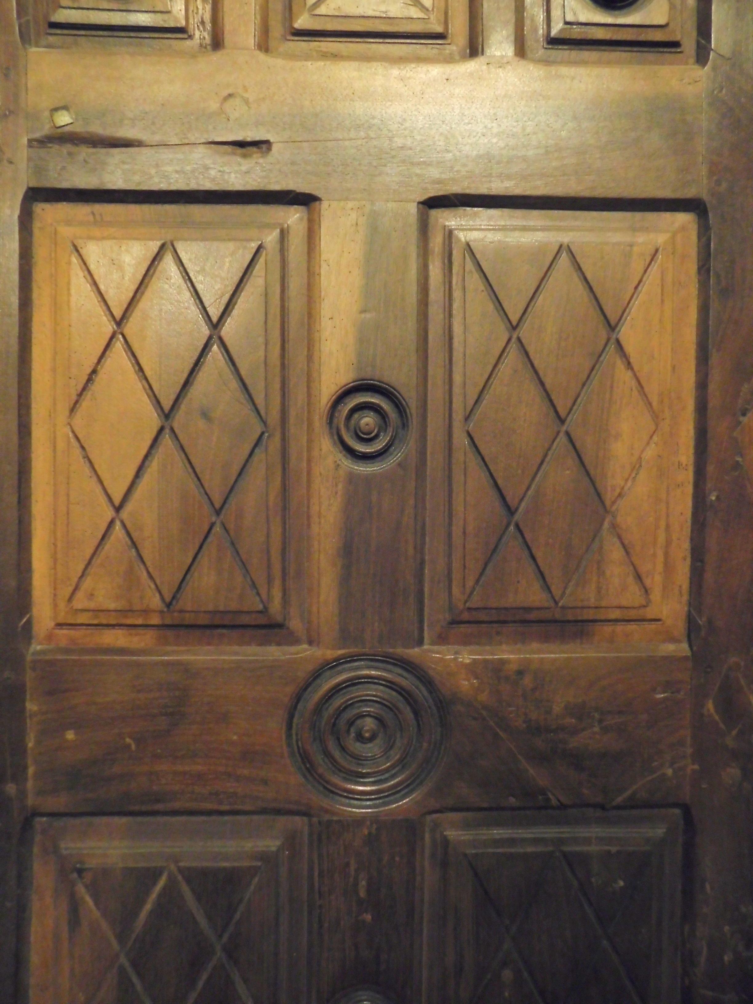 European Antique Single Door in Walnut with Engraved Panels, Late 19th Century For Sale