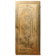 Antique Single Door Painted with Classic Landscape Theme, 18th Century, Italy