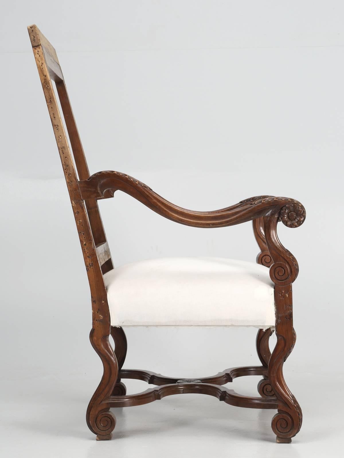 Antique Single French Armchair, Restored with Horsehair Padding For Sale 4
