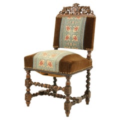 Antique Single Hall Chair, Oak, Barley Twist, Upholstered, Scotland 1870, B2544b