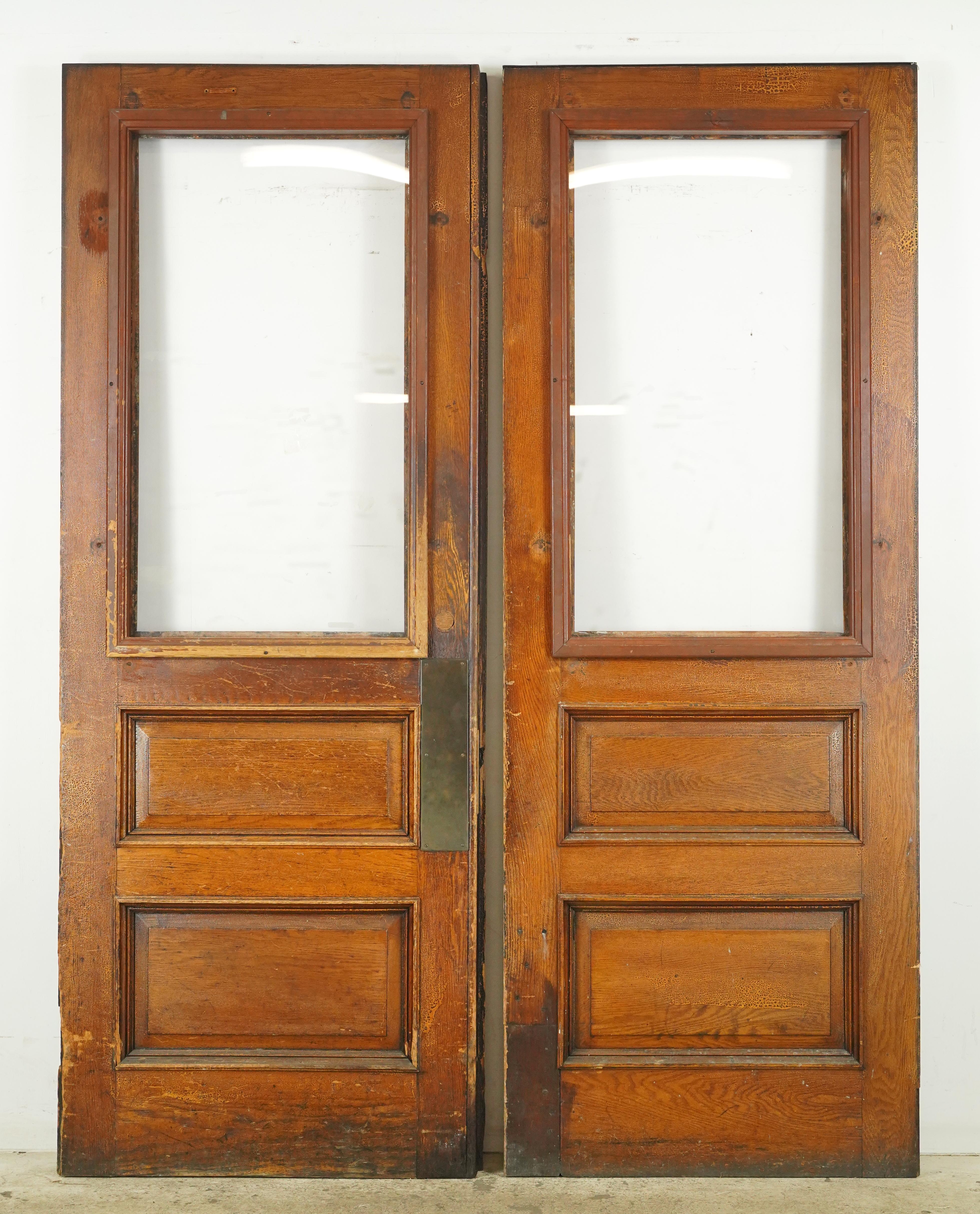 Antique Single Lite Chestnut Double Doors 93.125 x 69.625 in. For Sale 5
