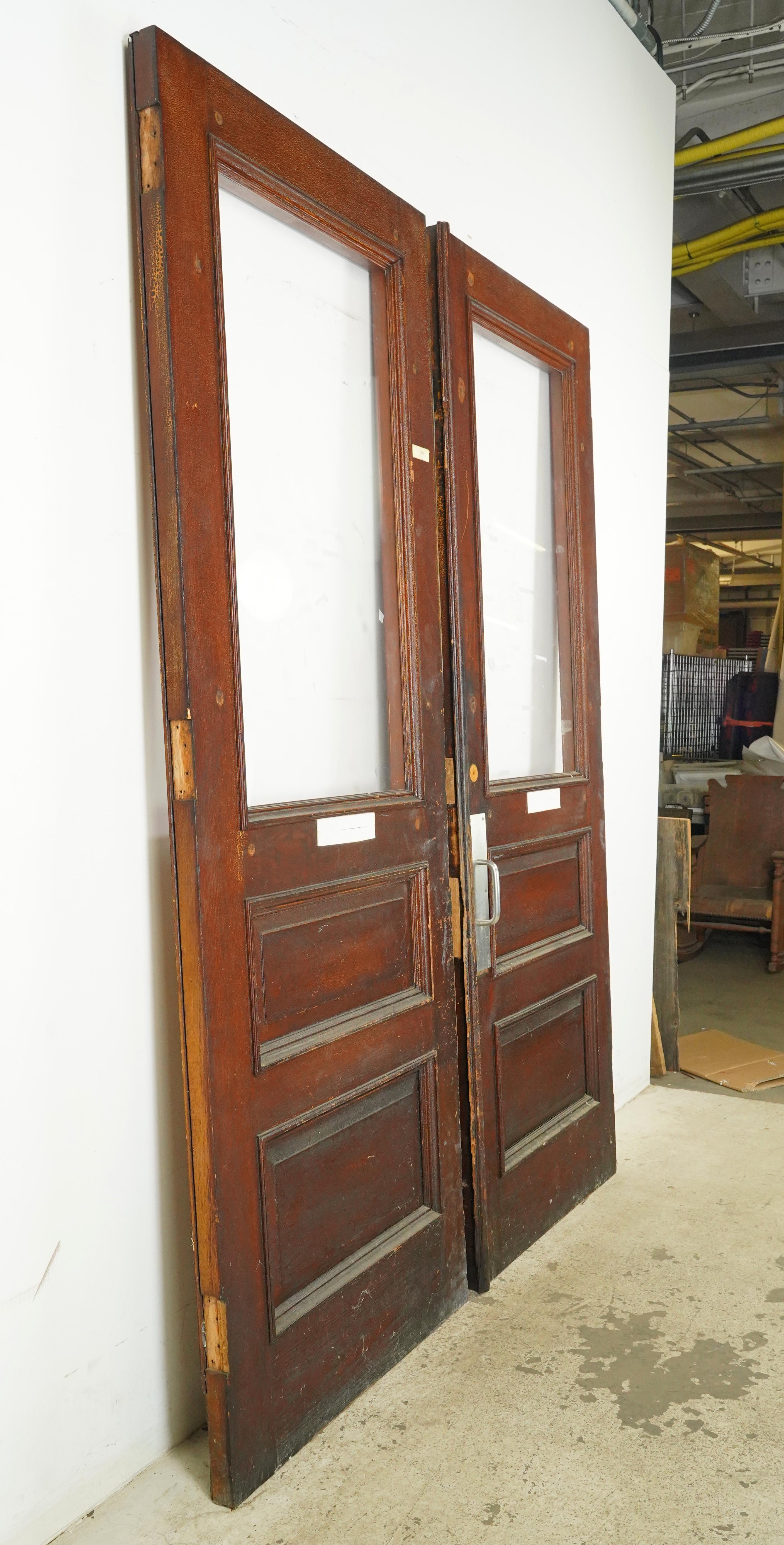Brass Antique Single Lite Chestnut Double Doors 93.125 x 69.625 in. For Sale