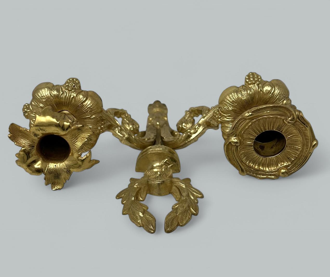 Antico Singolo Ormolu Bronzo dorato Twin Light Wall Candle Sconce Applique 19 ° Ct in vendita 3
