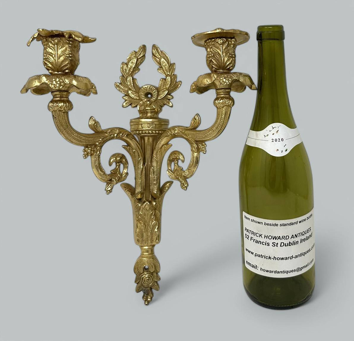 Antico Singolo Ormolu Bronzo dorato Twin Light Wall Candle Sconce Applique 19 ° Ct in vendita 5