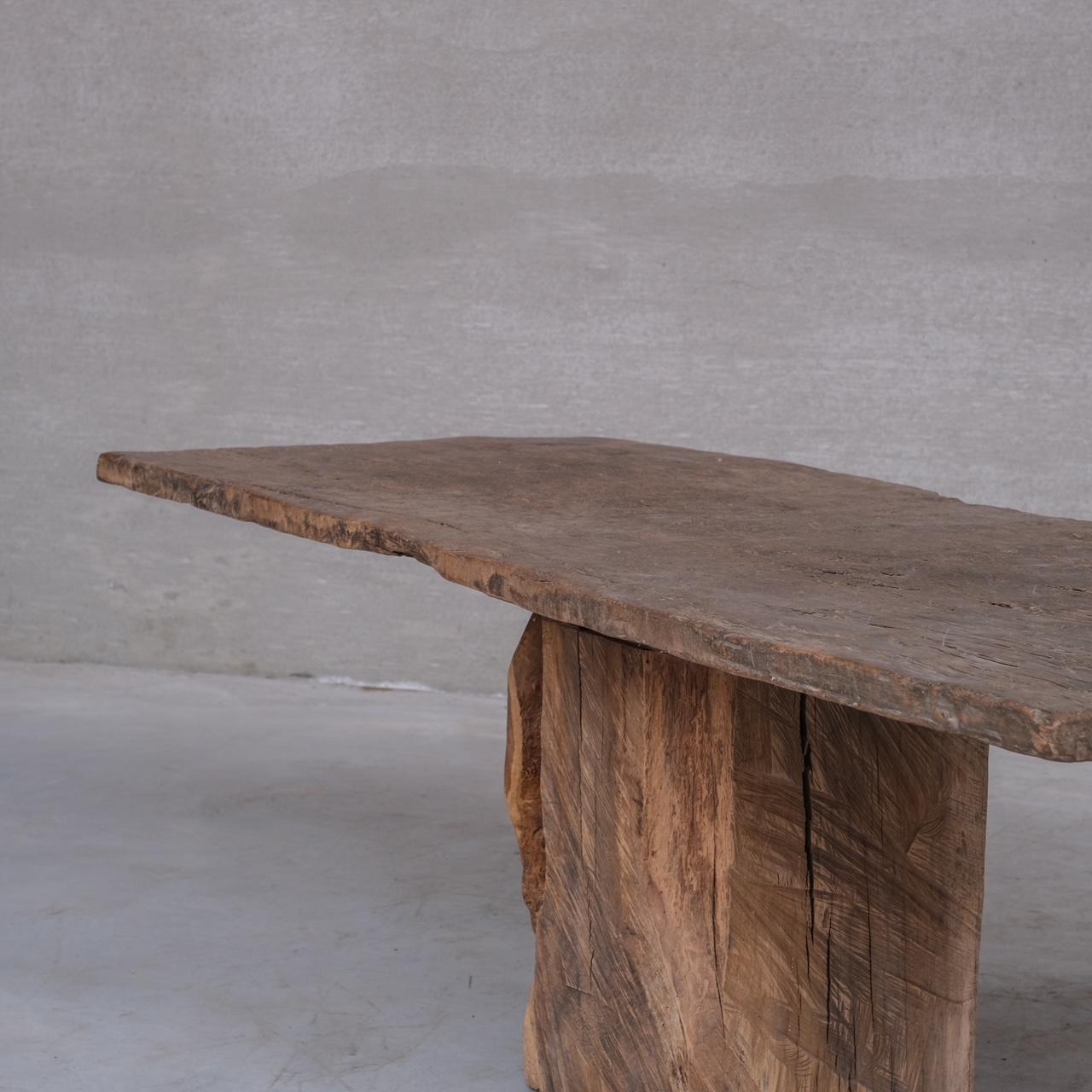 Ancienne console/bureau/table de salle à manger primitive à une seule planche en vente 2