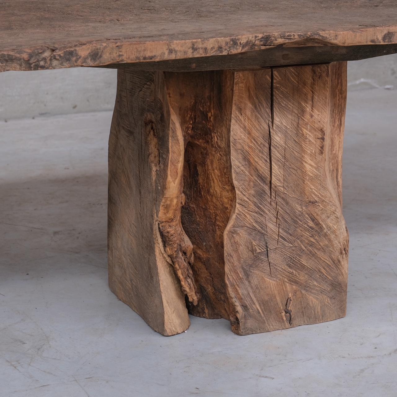 Ancienne console/bureau/table de salle à manger primitive à une seule planche en vente 3