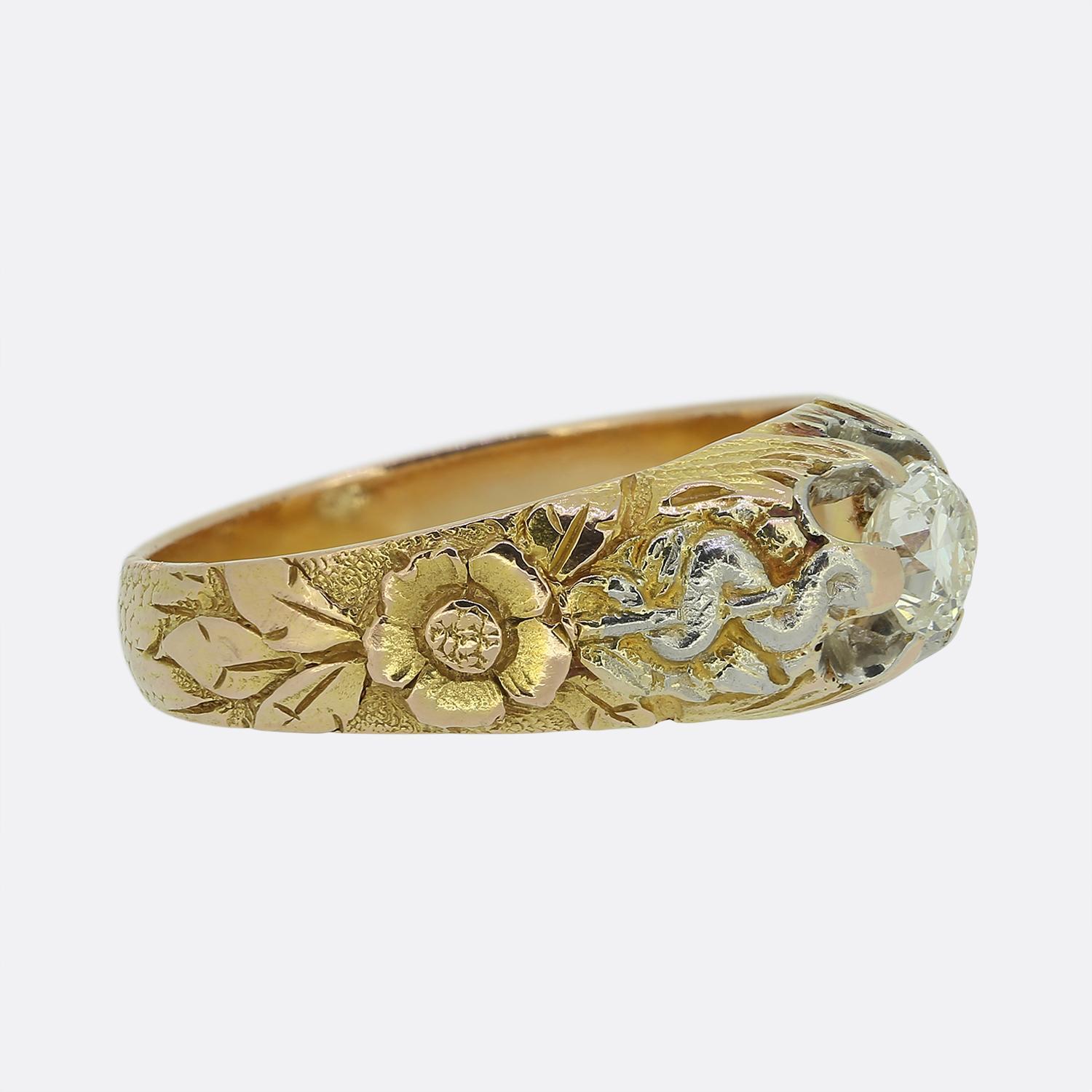 Antiker Single Stone Diamantring (Alteuropäischer Schliff) im Angebot