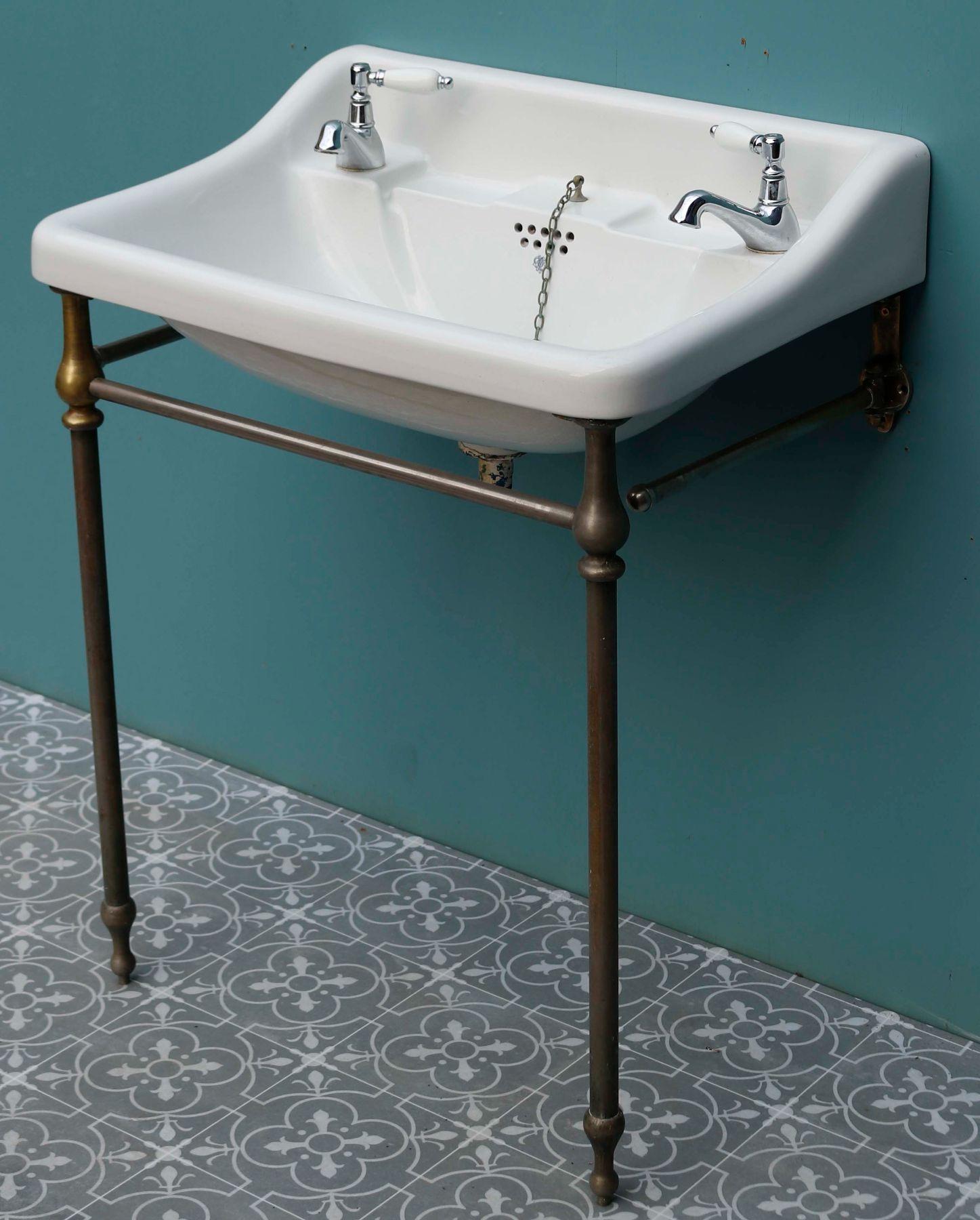 Porcelain Antique Sink with Metal Stand