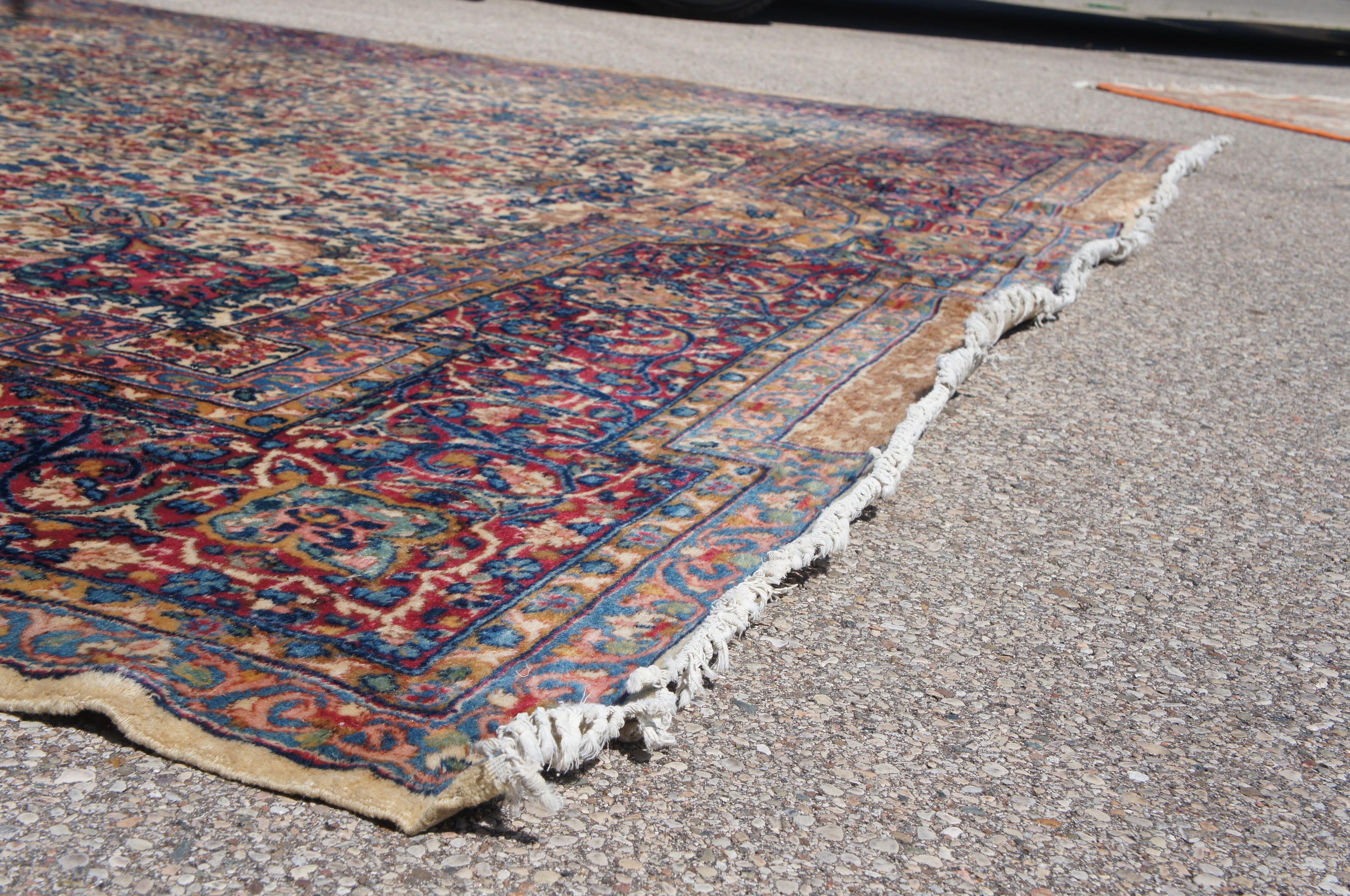 Antique Sino Persian Silk Wool Floral Area Rug Trophy Urns Monumental For Sale 5