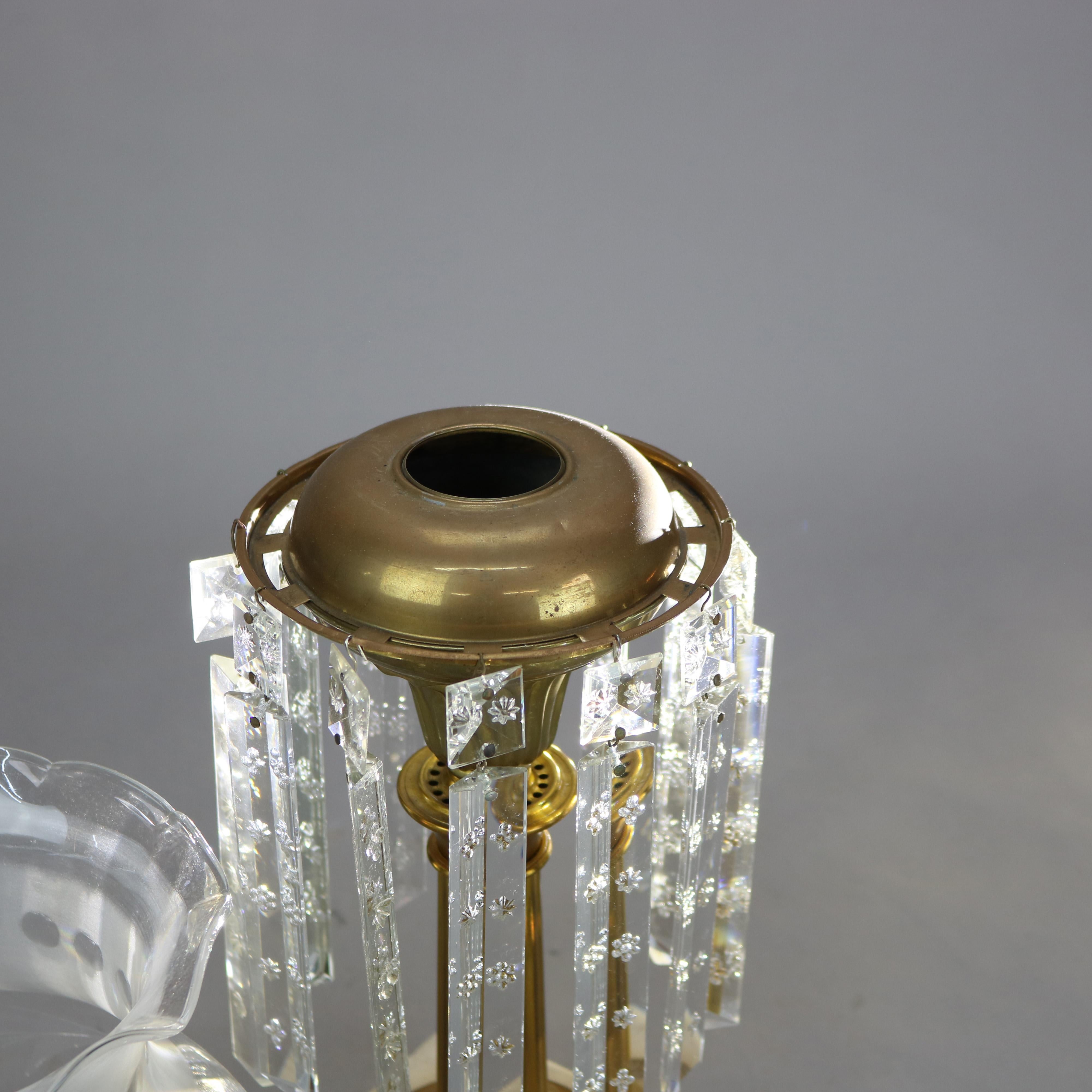 Antique Sinumbra Argand Brass and Crystal Solar Lamp C1840 In Good Condition In Big Flats, NY