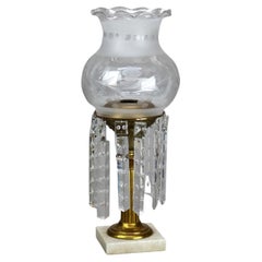 Antique Sinumbra Argand Brass and Crystal Solar Lamp C1840