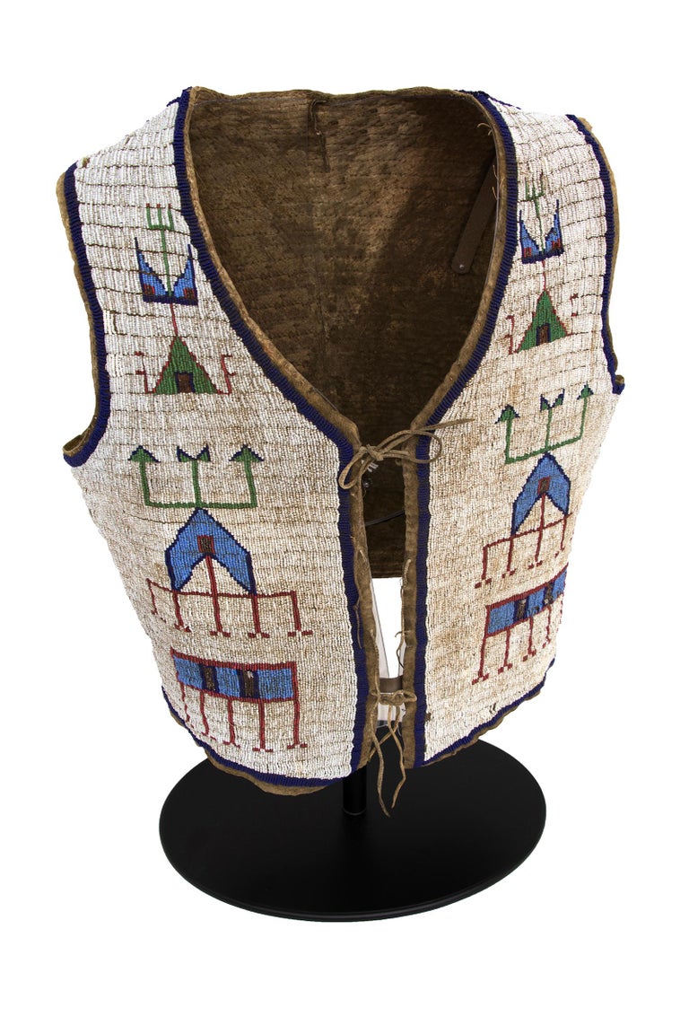 Antique Sioux 'Plains' Beaded Vest with Stand, 19th Century Native American Art at 1stDibs