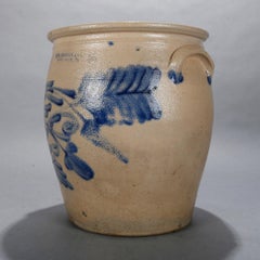 Antique Sipe Number 5 Cobalt Decorated Stoneware Crock, 19th Century