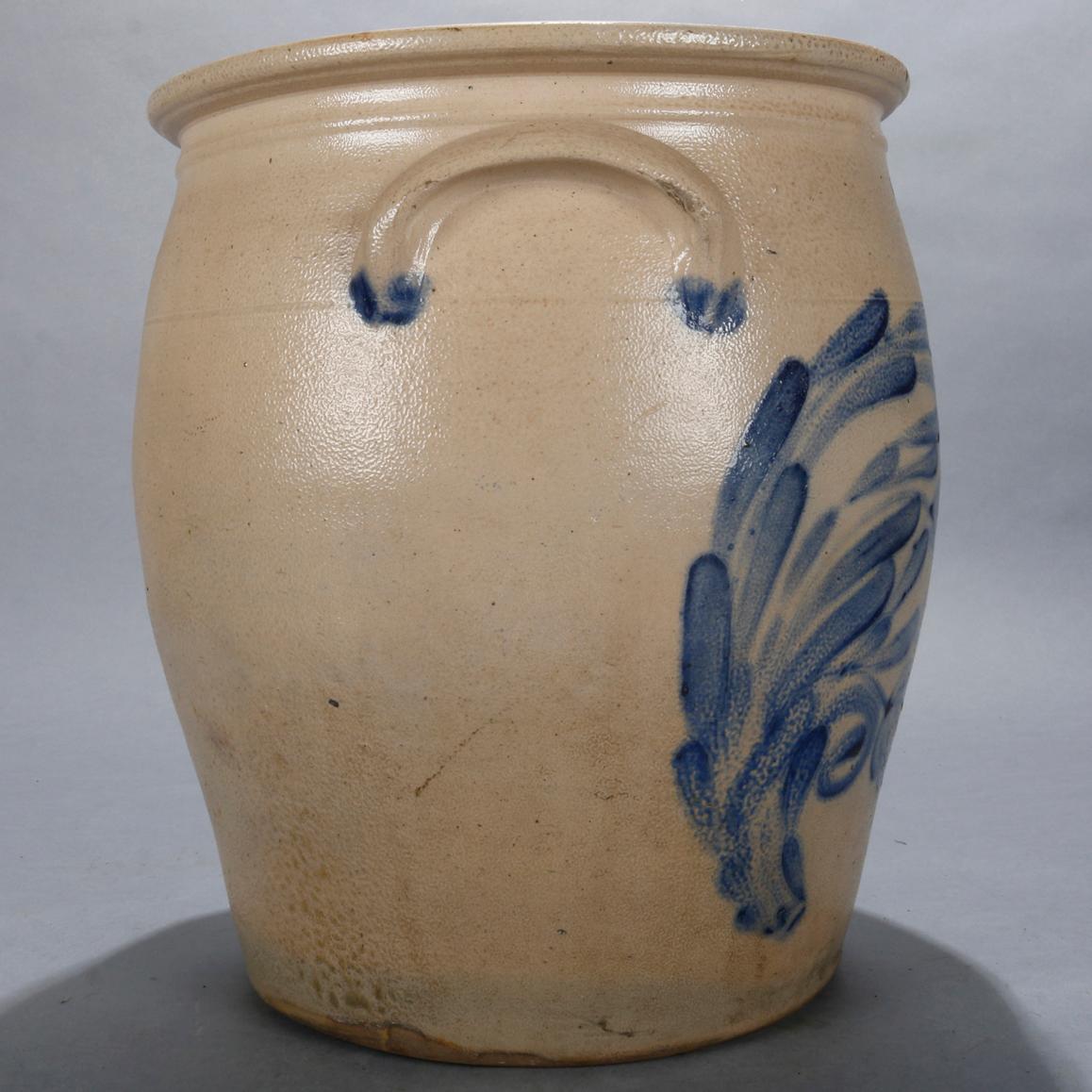 American Antique Sipe Number 5 Cobalt Decorated Stoneware Crock, 19th Century