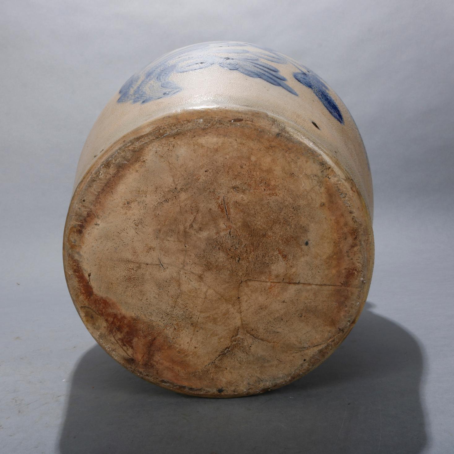 Antique Sipe Number 5 Cobalt Decorated Stoneware Crock, 19th Century In Good Condition In Big Flats, NY