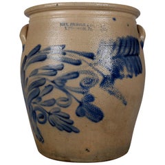 Antique Sipe Number 5 Cobalt Decorated Stoneware Crock, 19th Century
