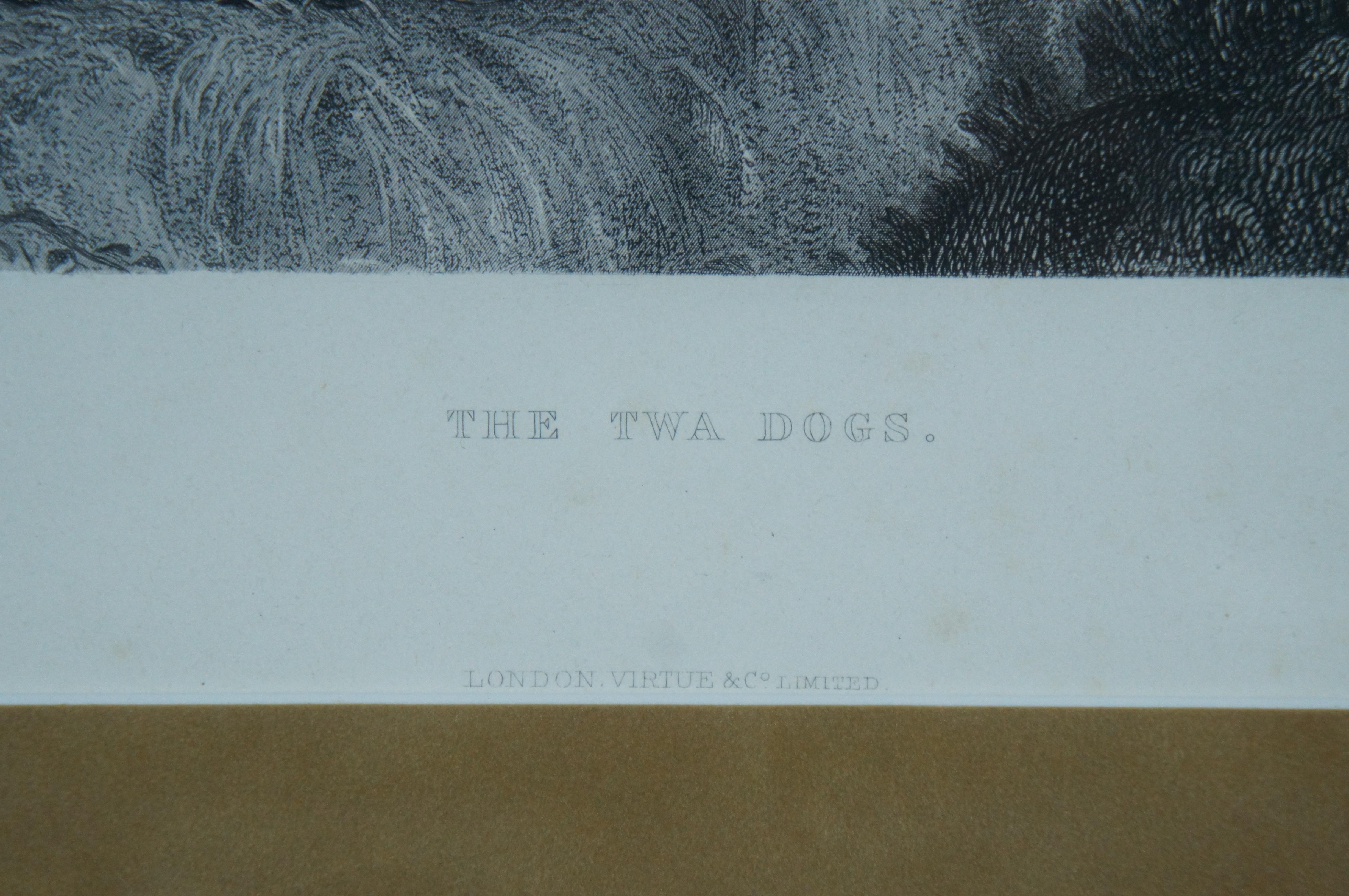 Antique Sir Edwin Landseer The Twa Dogs Collie Newfoundland Engraving 18
