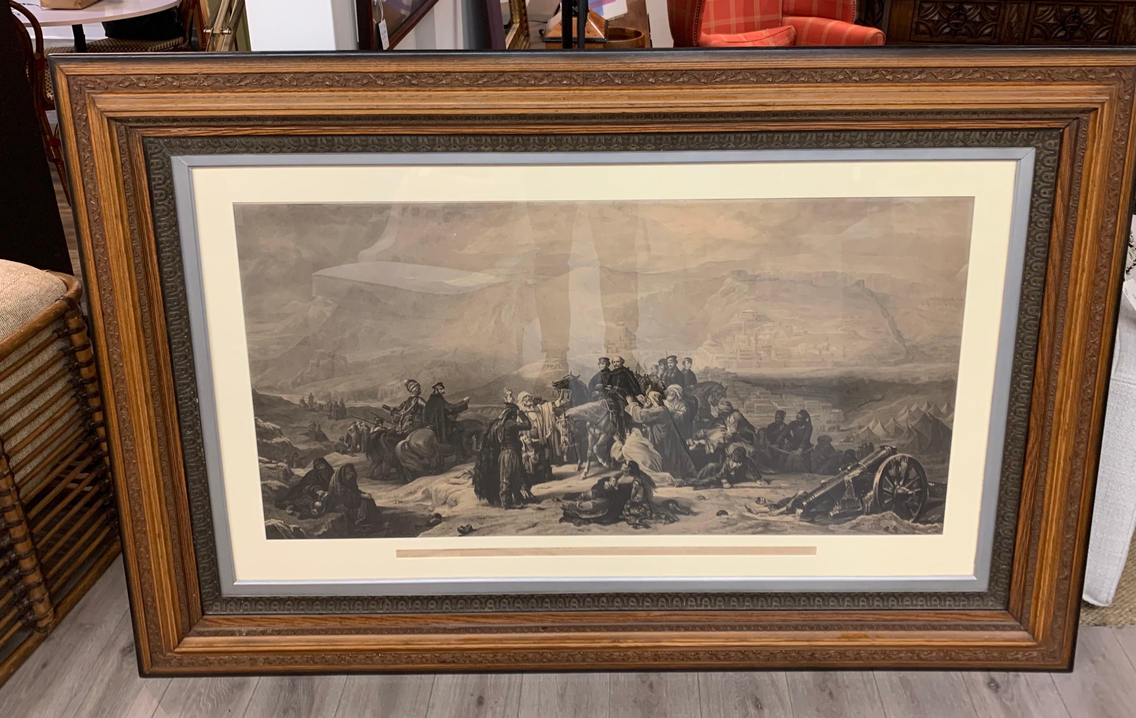 Antique Sir Fenwick Williams Extra Large Framed Etching Print Art In Good Condition In West Hartford, CT