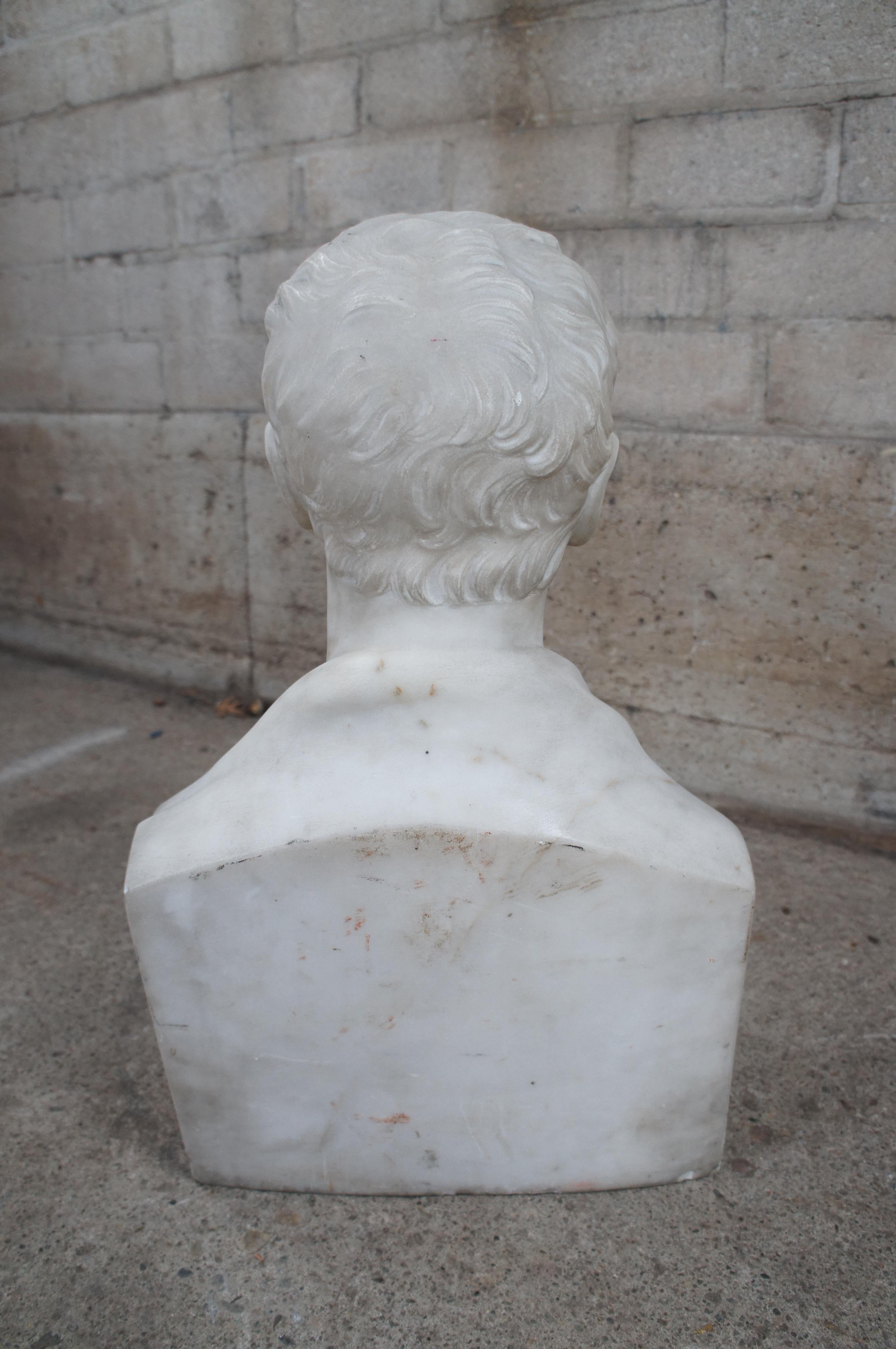 Antique Sir Isaac Newton European Marble Bust Sculpture Statue Gentleman 23