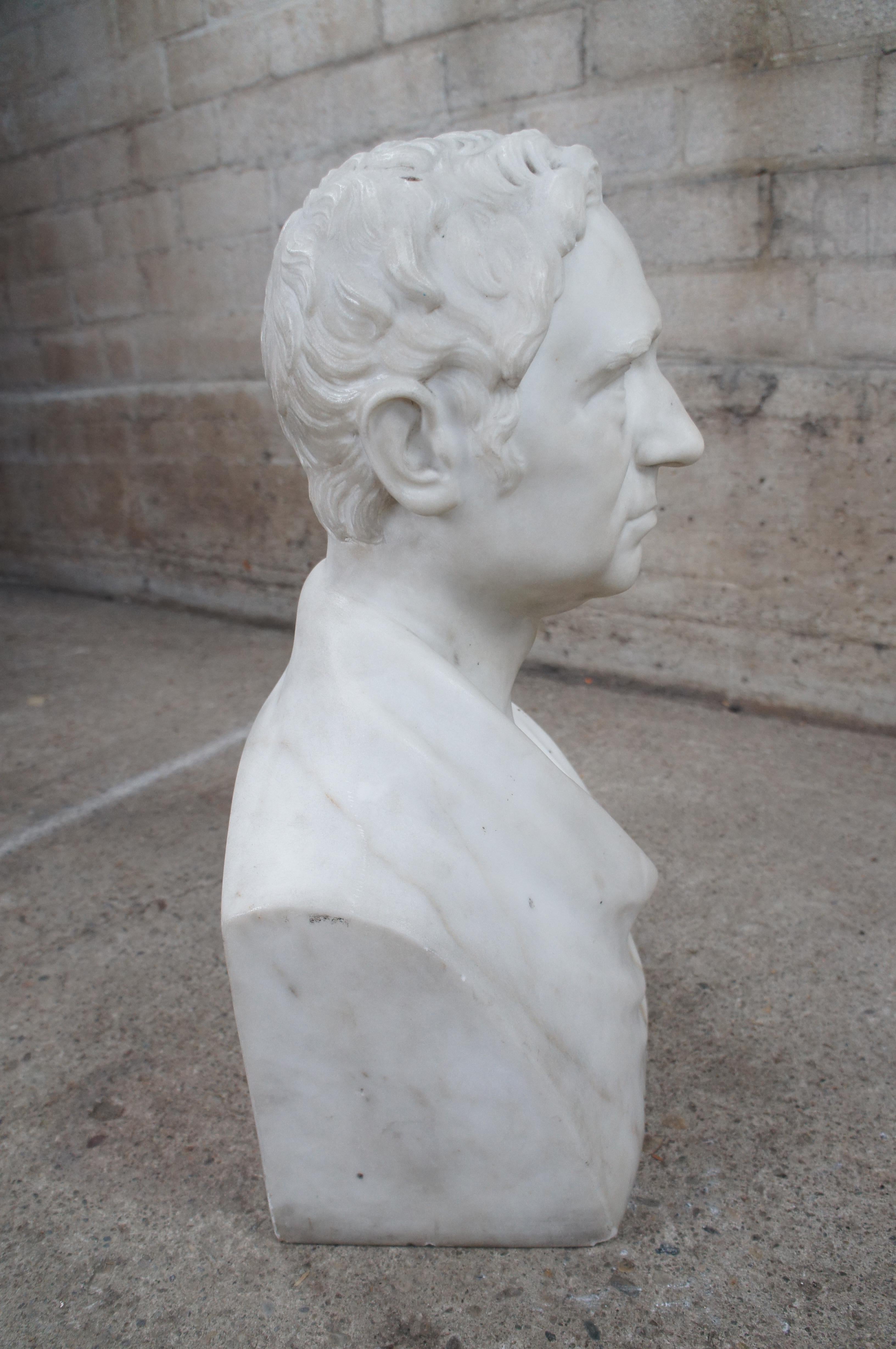 Antique Sir Isaac Newton European Marble Bust Sculpture Statue Gentleman 23