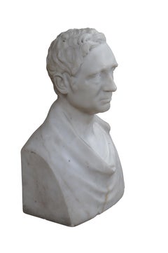 Antique Sir Isaac Newton European Marble Bust Sculpture Statue Gentleman 23"