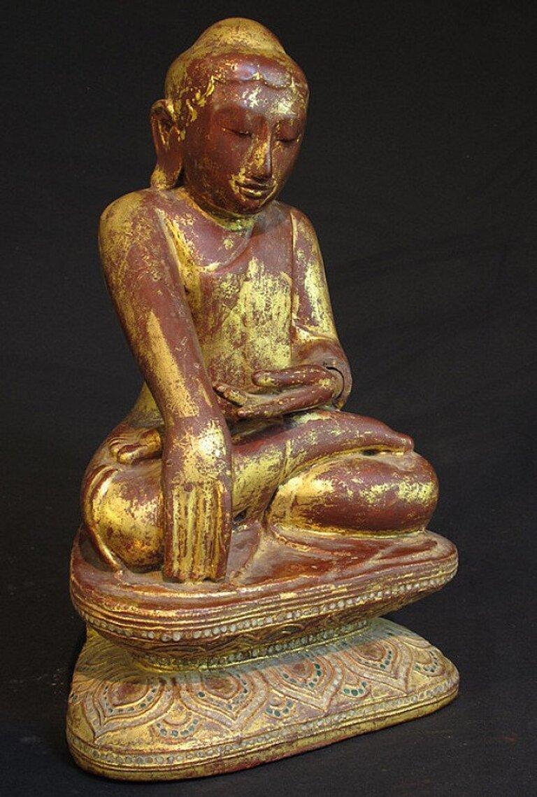 Wood Antique sitting Buddha from Burma Original Buddhas For Sale