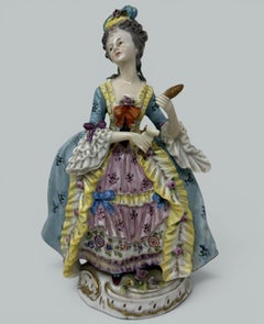 Antique Sitzendorf German Porcelain China Dancing Male Female Figure Group 19Ct