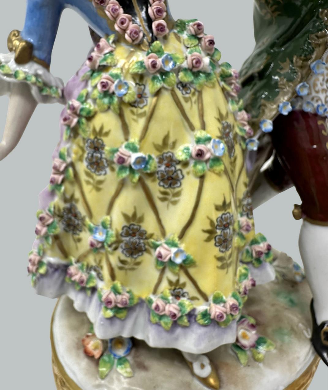 Antique Sitzendorf German Porcelain China Dancing Male Female Figure Group 19Ct 1
