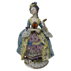 Antique Sitzendorf German Porcelain China Dancing Male Female Figure Group 19Ct