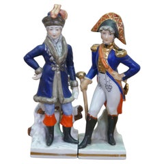 Antique Sitzendorf Voigt Brothers Porcelain Napoleonic Soldier Figurines 8"