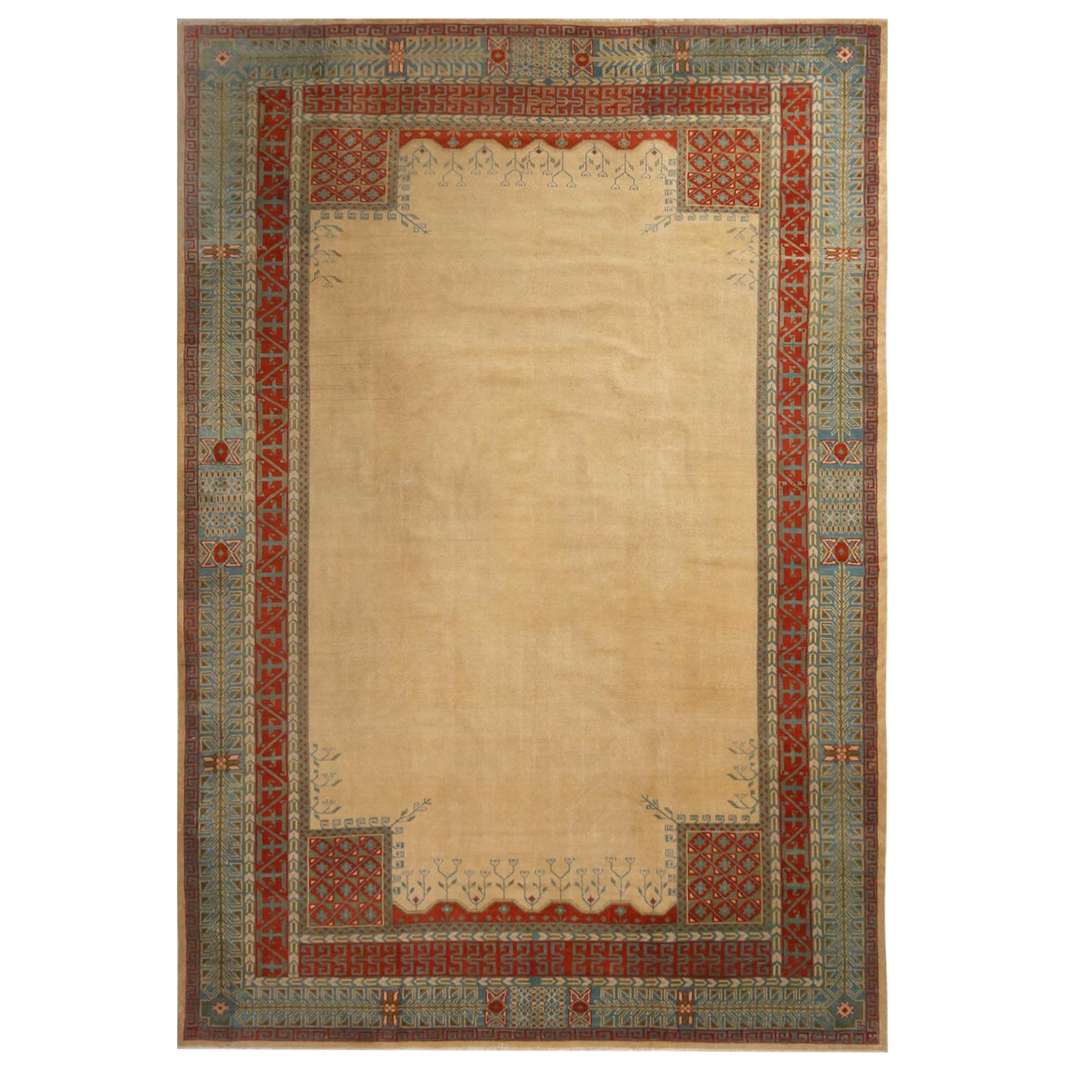Antique Sivas Beige and Turquoise Wool Rug with Burgundy Accents by Rug 
Kilim in vendita