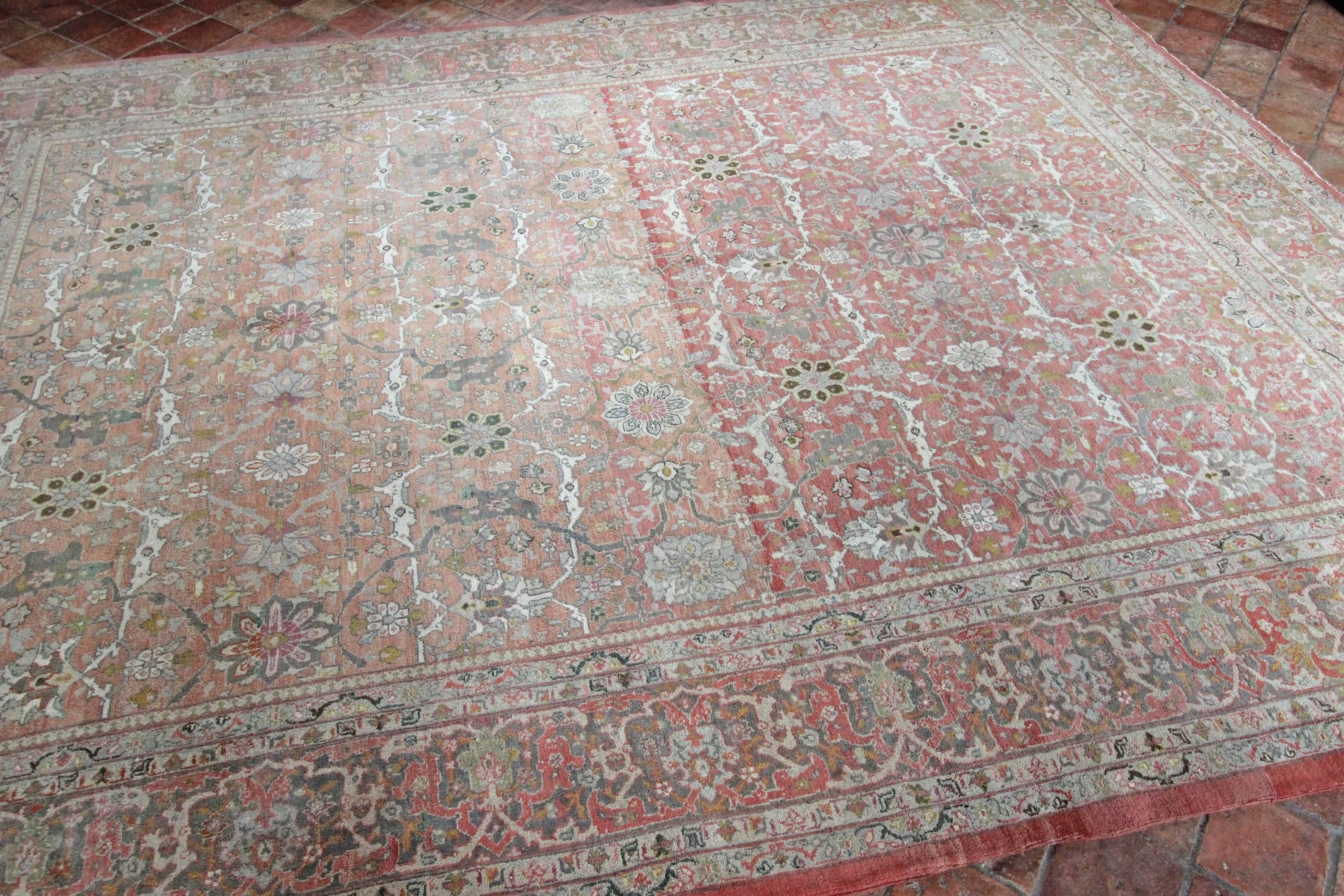 Beautiful antique Sivas carpet woven in central Anatolia, wonderful dye change throughout the carpet where different dyes have been used and faded over the years.  With a cotton foundation it allows for a finer weave compared to other Turkish