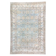 Antique Sivas Carpet with A Pale Blue Field and a Chevron Border