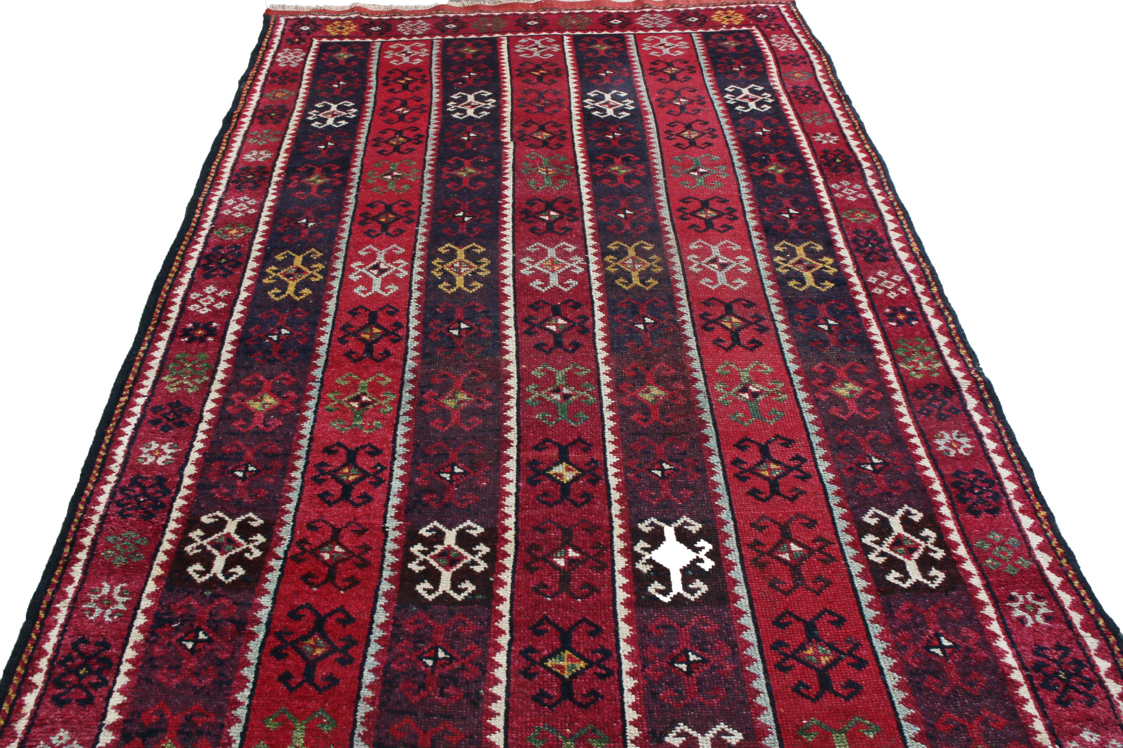 Originating from Turkey in 1890, this hand knotted antique Sivas rug enjoys a unique play on multiple variations of the ram’s Horn motif; a symbol of power, fertility, and protection complemented by the richest multi-tonal burgundy red background.