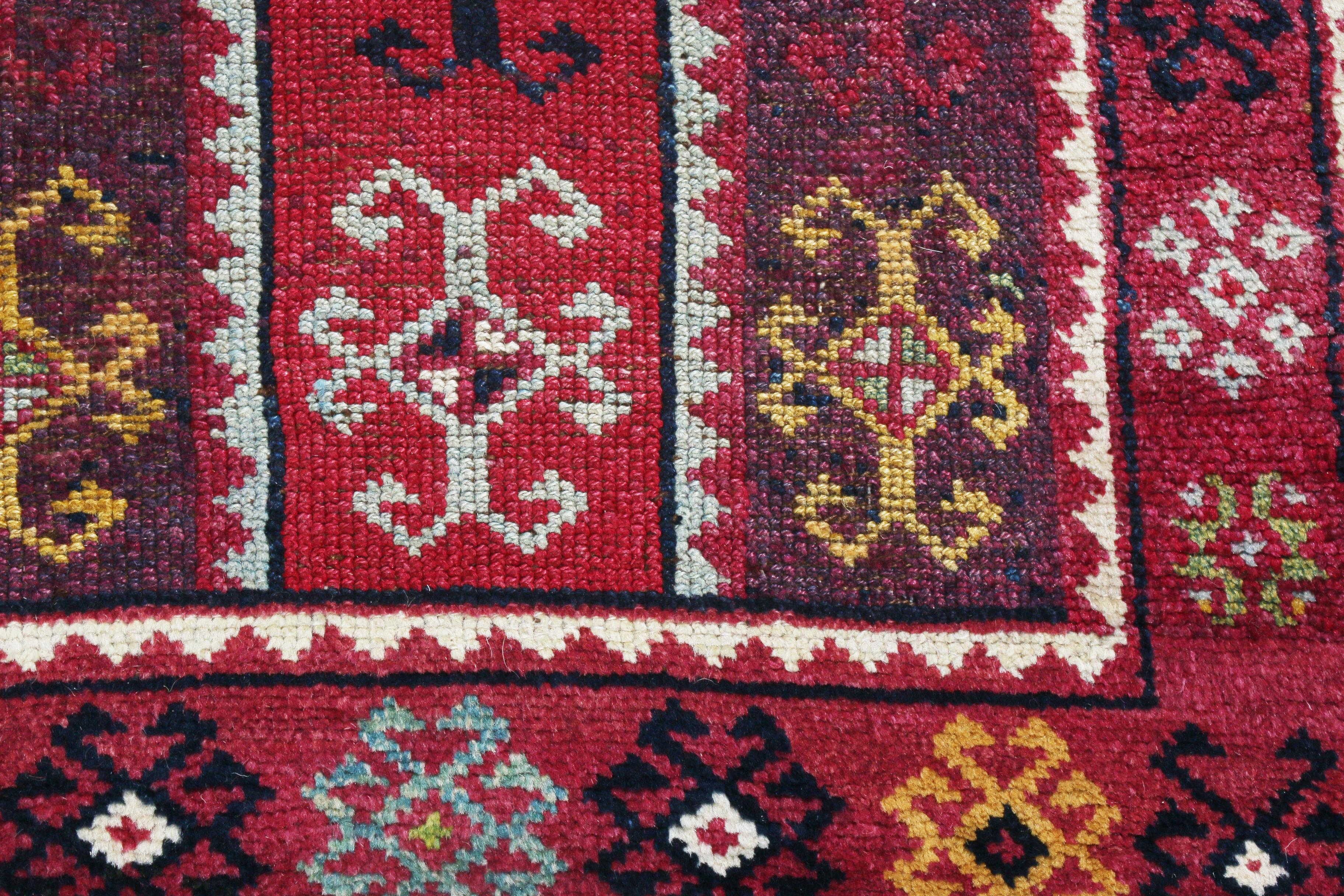 Antique Sivas Geometric Red Wool Runner 1