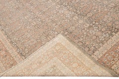 Antique Sivas Handmade Brown and Peach Floral Motif Wool Rug