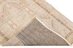 Antique Sivas Handmade Geometric Motif Beige Wool Runner
