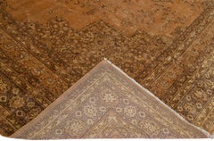 Antique Sivas Handmade Medallion Designed Brown Wool Rug
