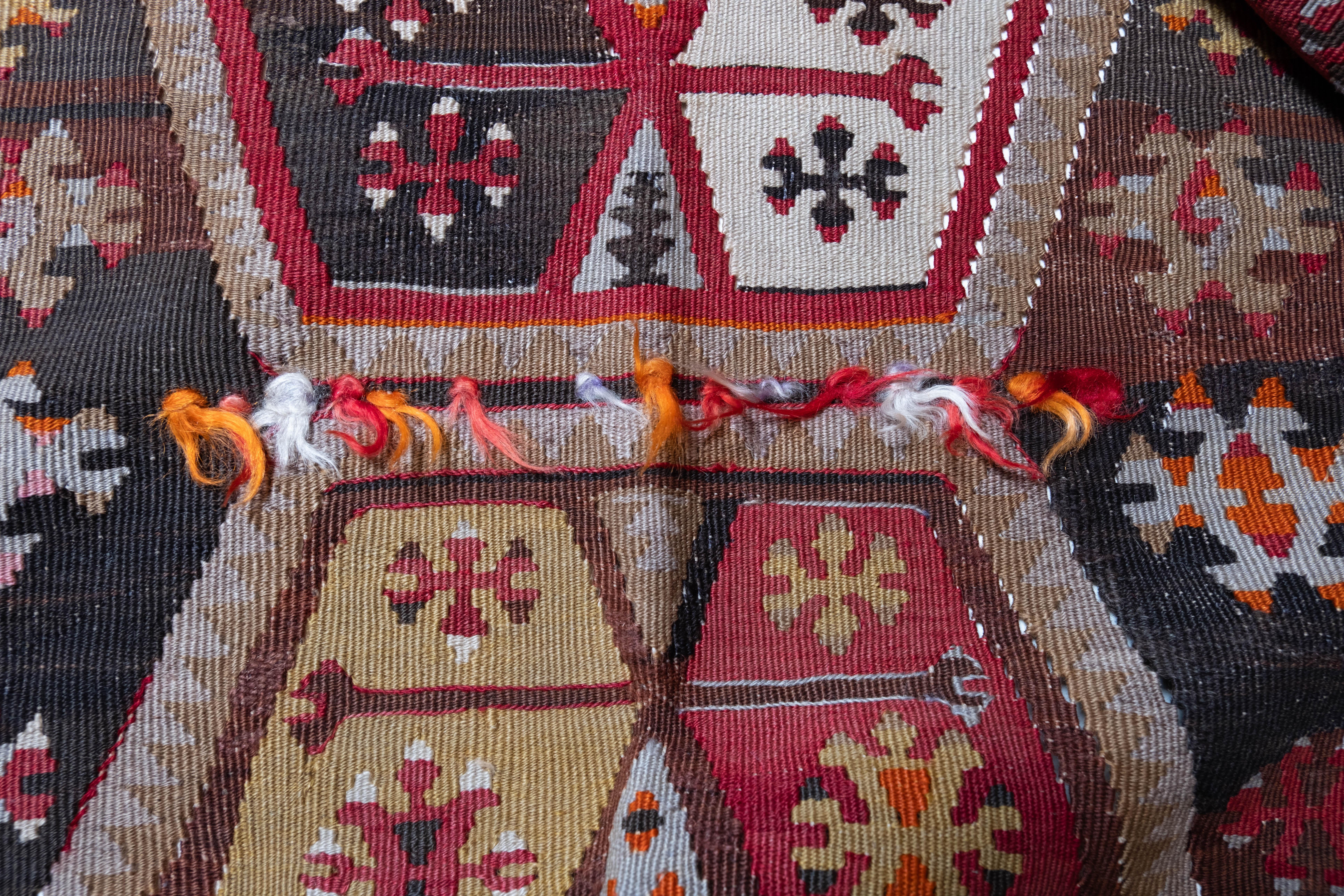 20th Century Antique Sivas Kilim Central Anatolian Old Rug Turkish Carpet For Sale