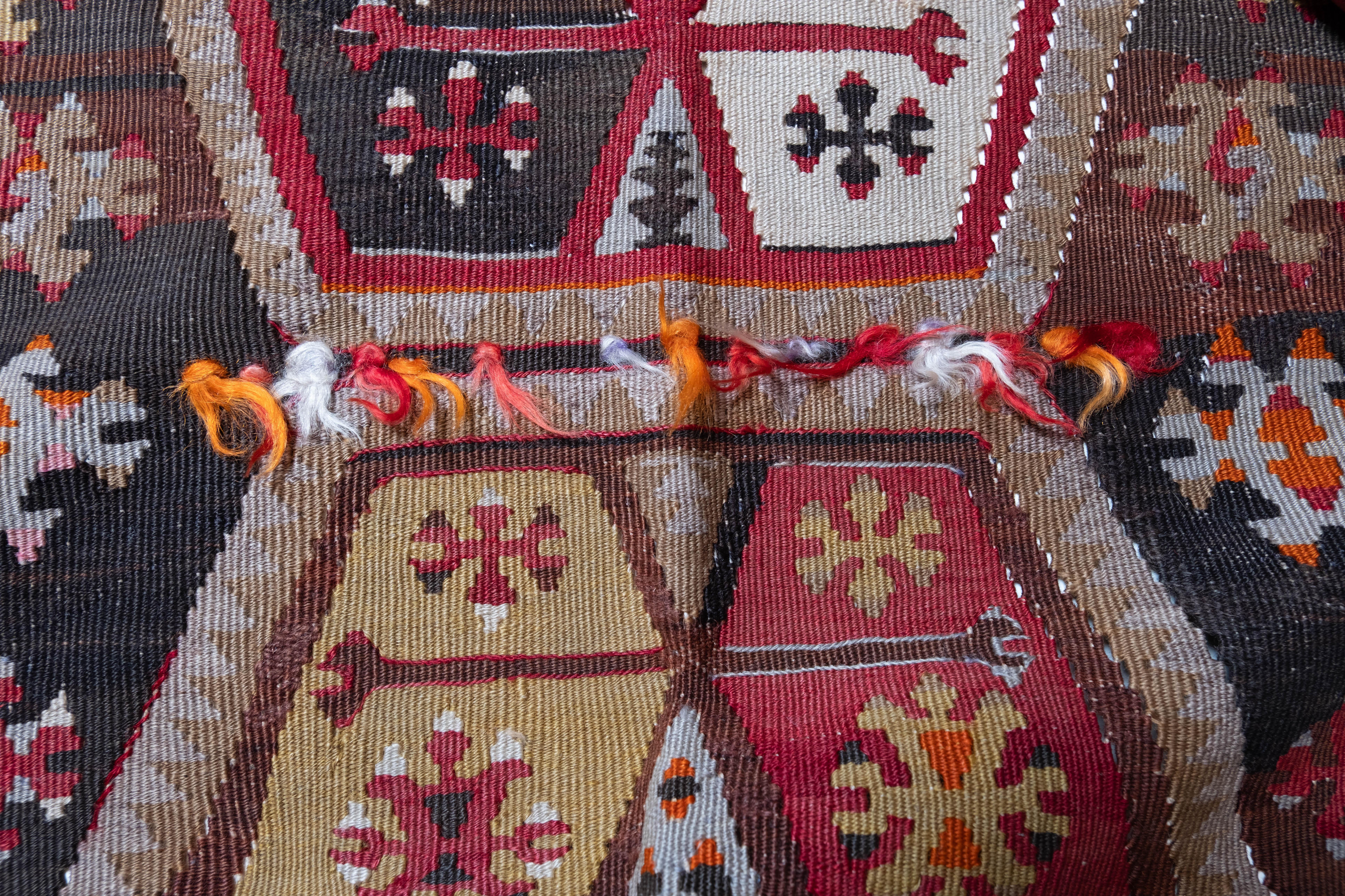 Wool Antique Sivas Kilim Central Anatolian Old Rug Turkish Carpet For Sale