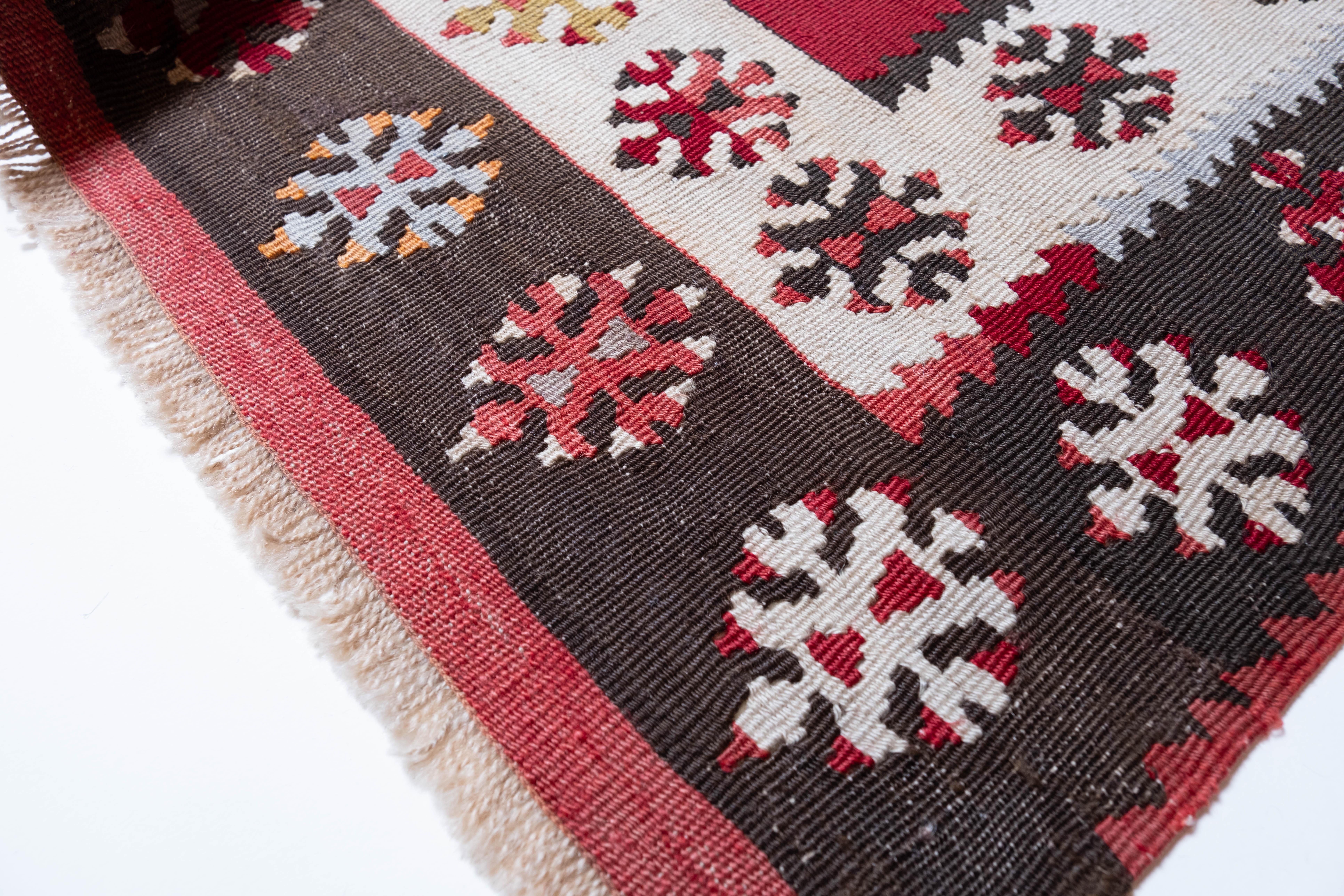 Antique Sivas Kilim Central Anatolian Old Rug Turkish Carpet For Sale 1