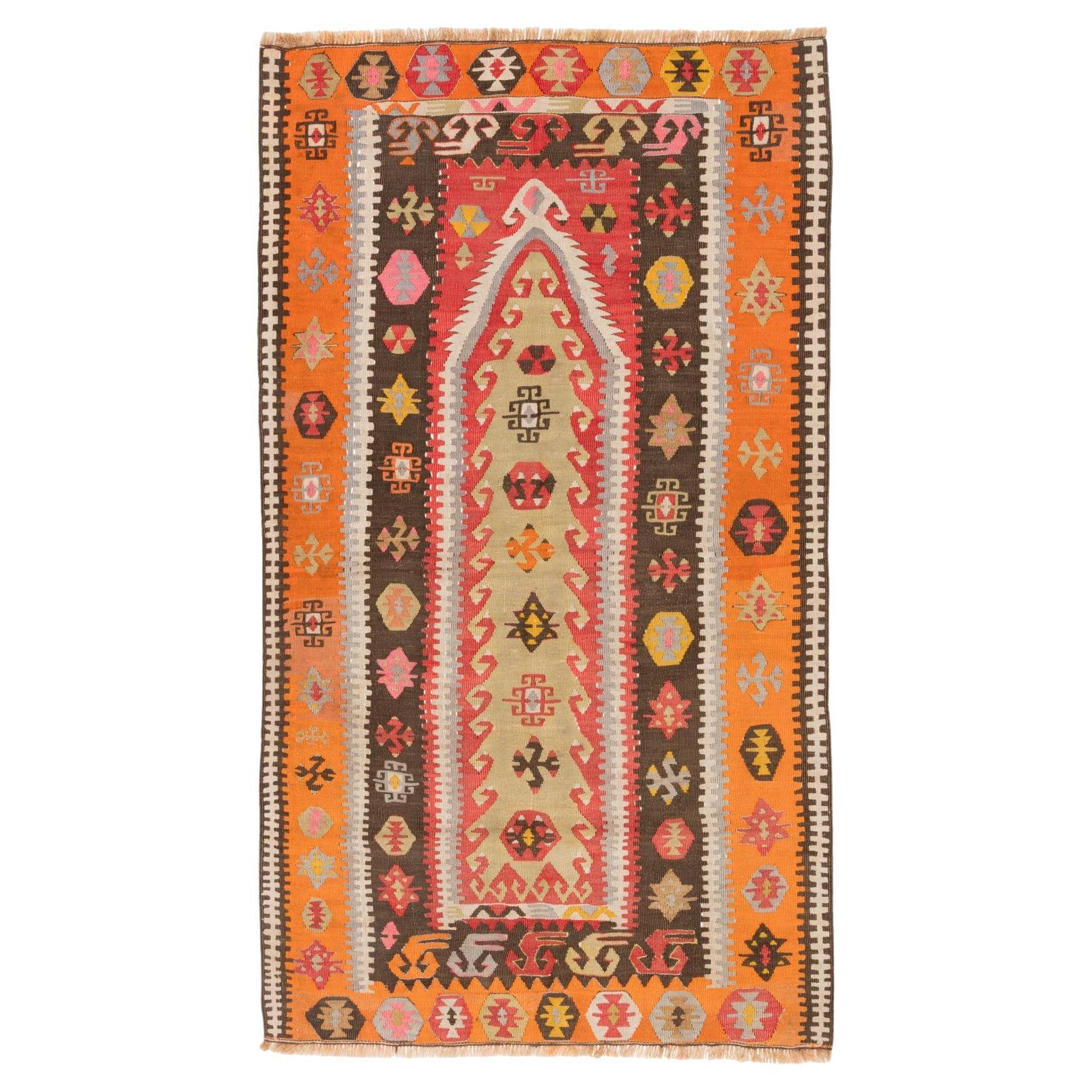 Antique Sivas Kilim Central Anatolian Old Rug Turkish Carpet For Sale