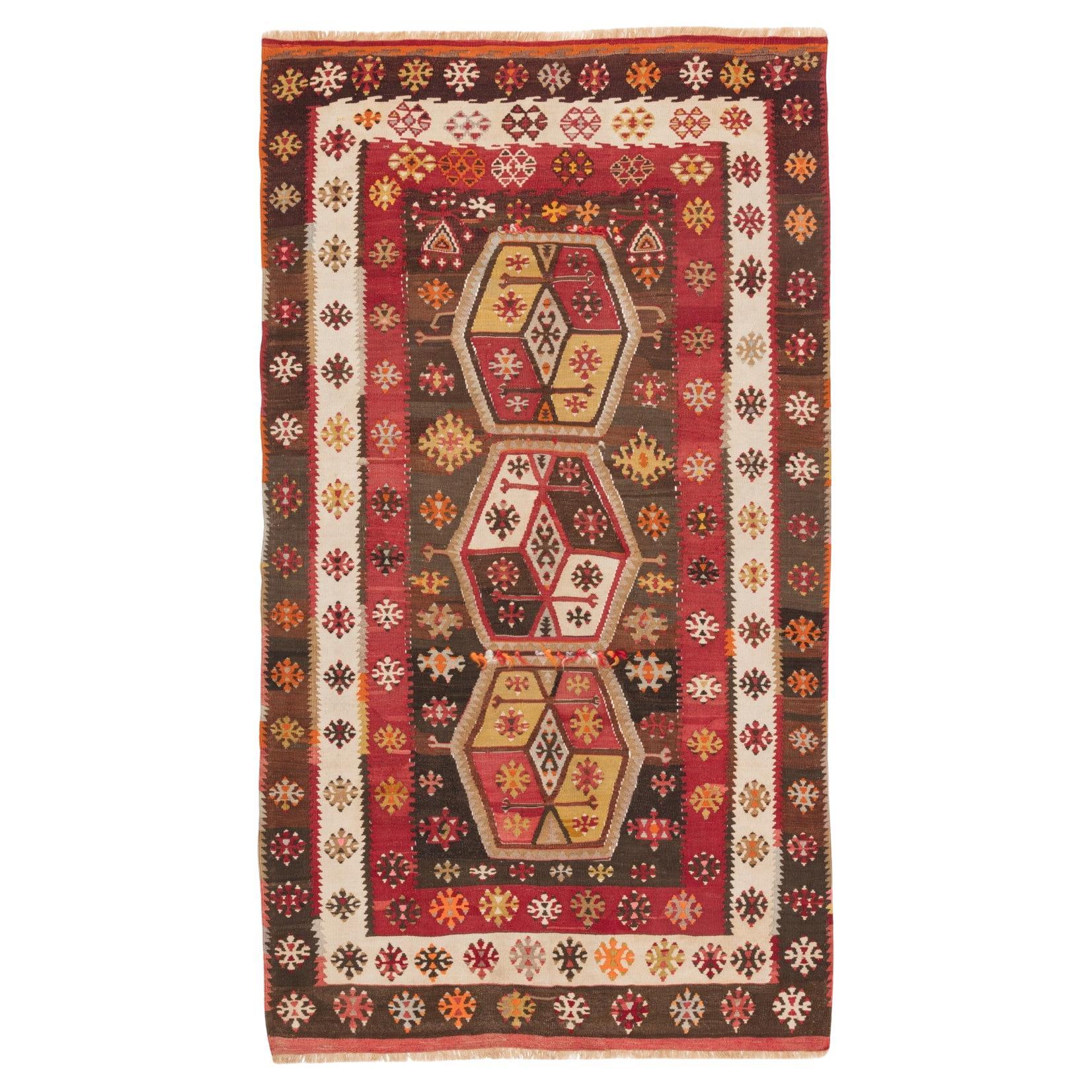 Antique Sivas Kilim Central Anatolian Old Rug Turkish Carpet For Sale