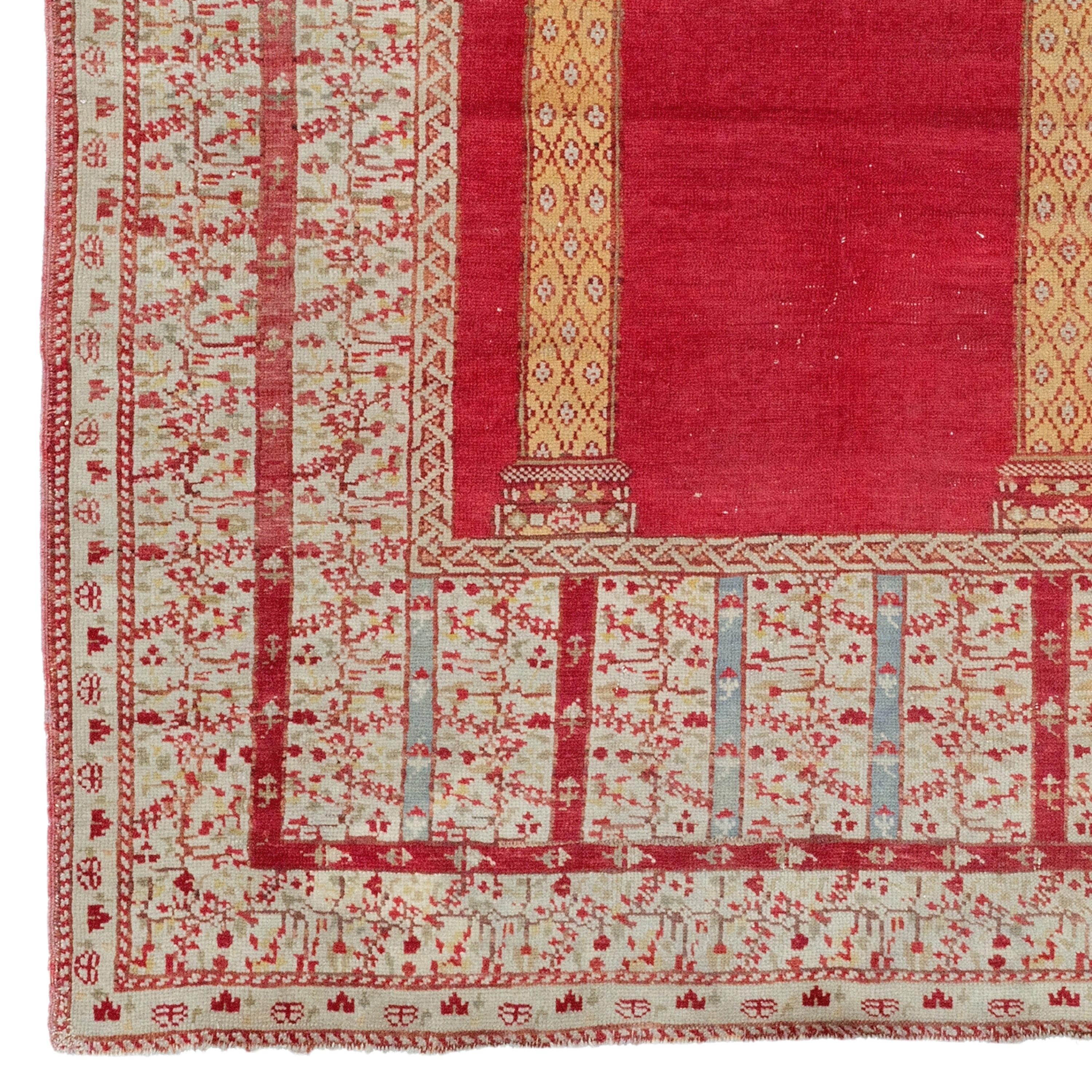 19th Century Sivas Prayer Rug

This extraordinary carpet will fascinate you with its intricate designs and vibrant colors that reflect the rich history and craftsmanship of the period. Each stitch tells the story of skilled craftsmen who masterfully